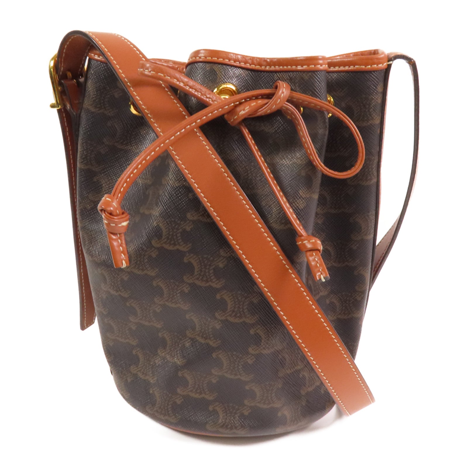 CELINE Triomphe帆布Bucket Bag金扣肩背袋