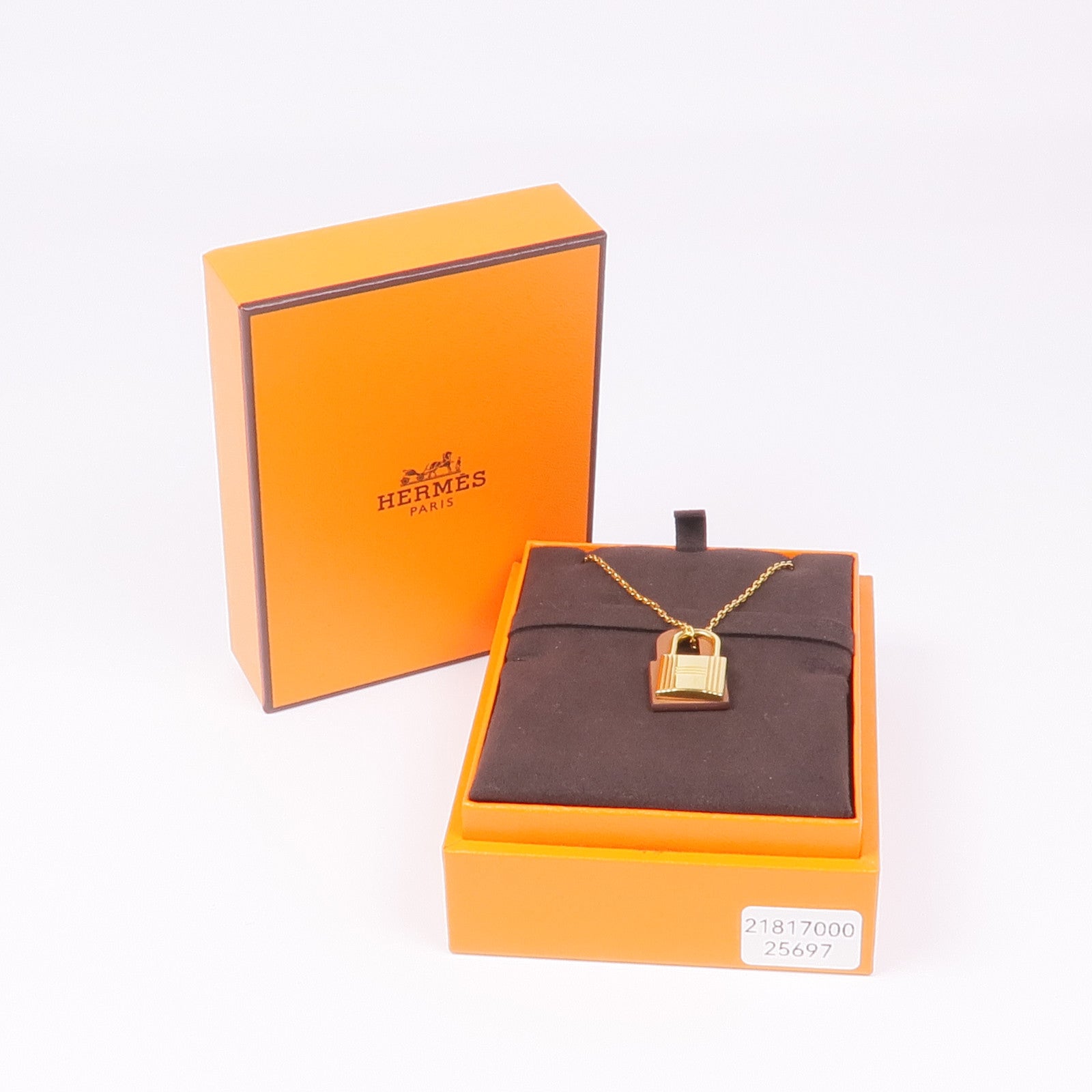 HERMES Swift皮革O'Kelly金扣項鍊Gold