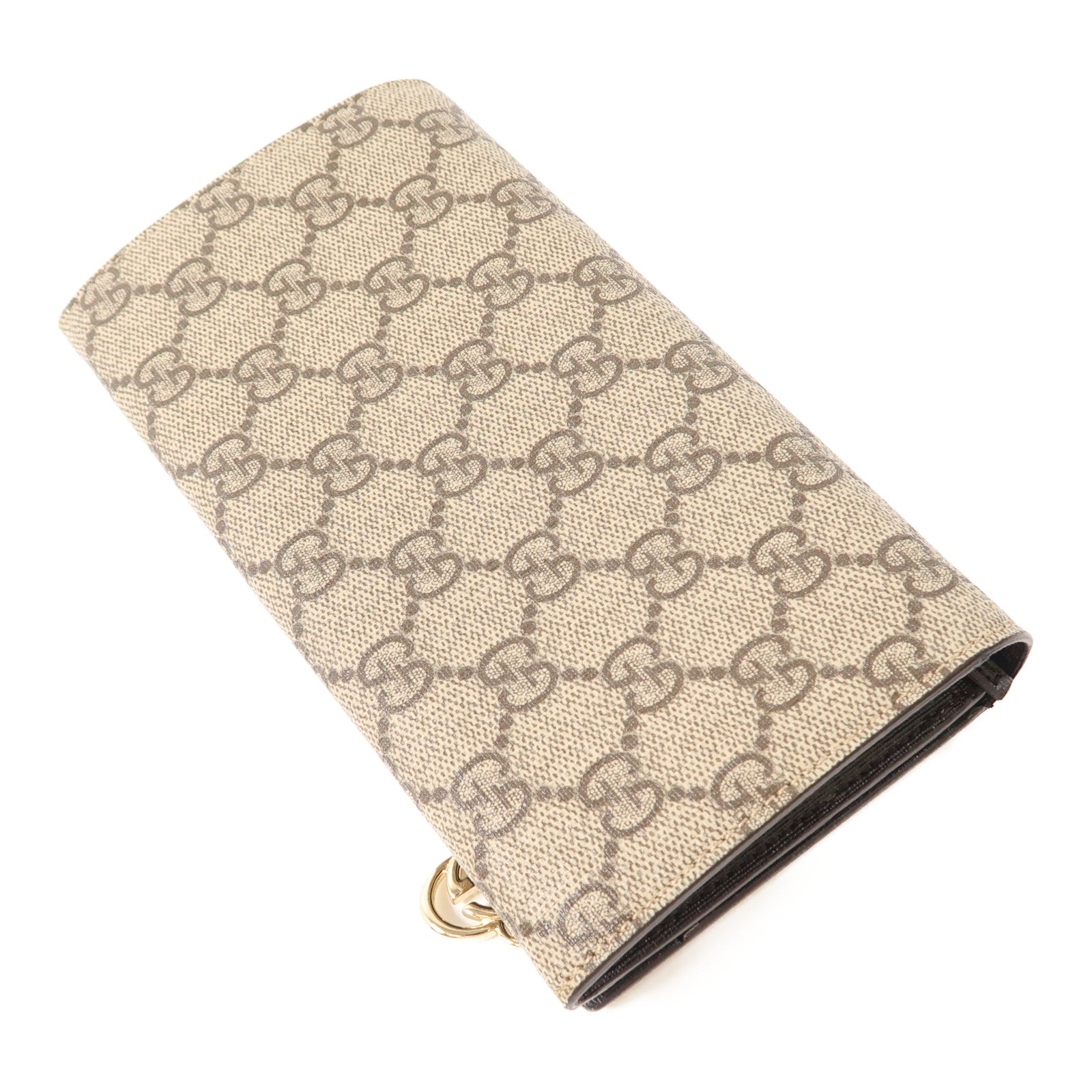 GUCCI 塗層帆布Long Wallet金扣長錢包