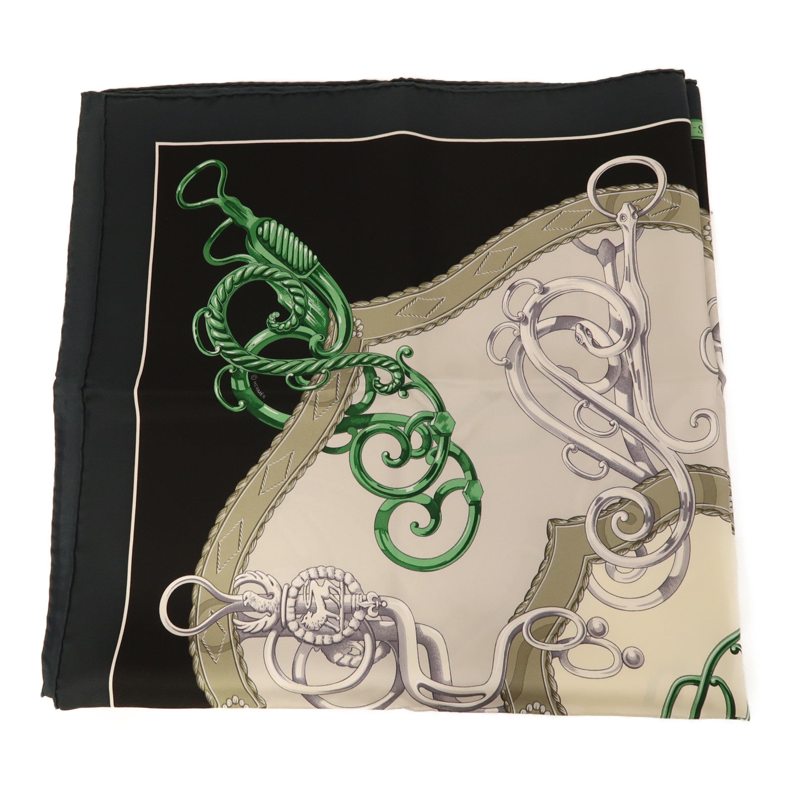 HERMES 絲質Scarf圍巾黑色