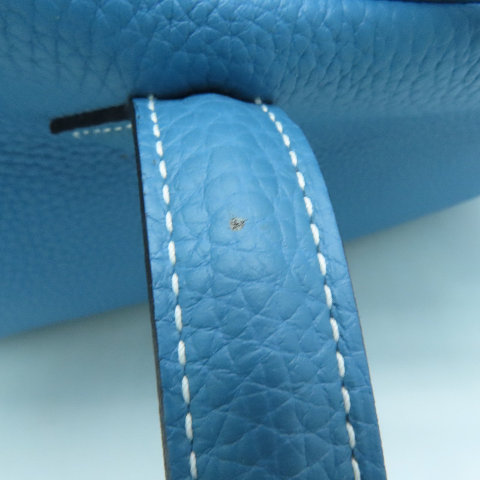 HERMES Clemence皮革Victoria银扣手挽袋/肩背袋Blue Jean/蓝色