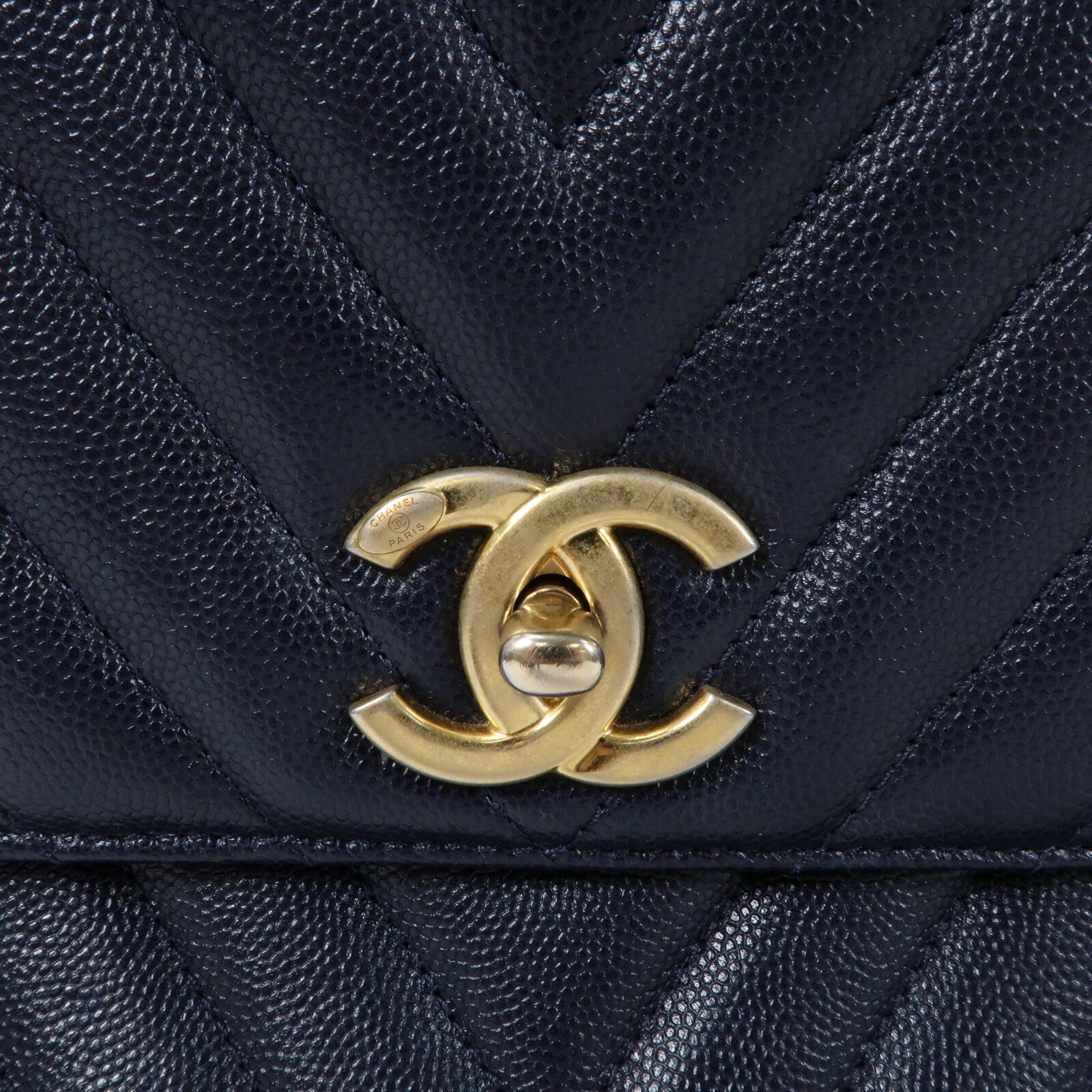 CHANEL 牛皮皮革Coco Handle Small金扣鏈帶手挽肩背兩用袋