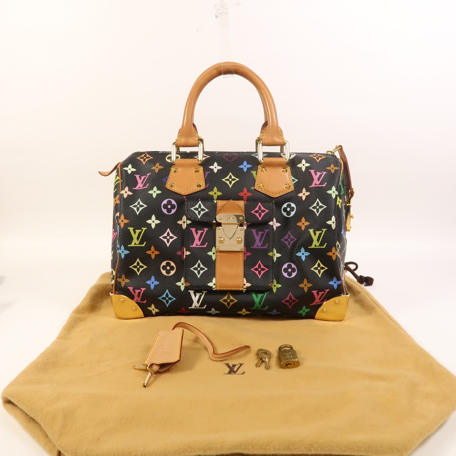 LOUIS VUITTON Monogram Multicolore Speedy 30金扣手挽袋