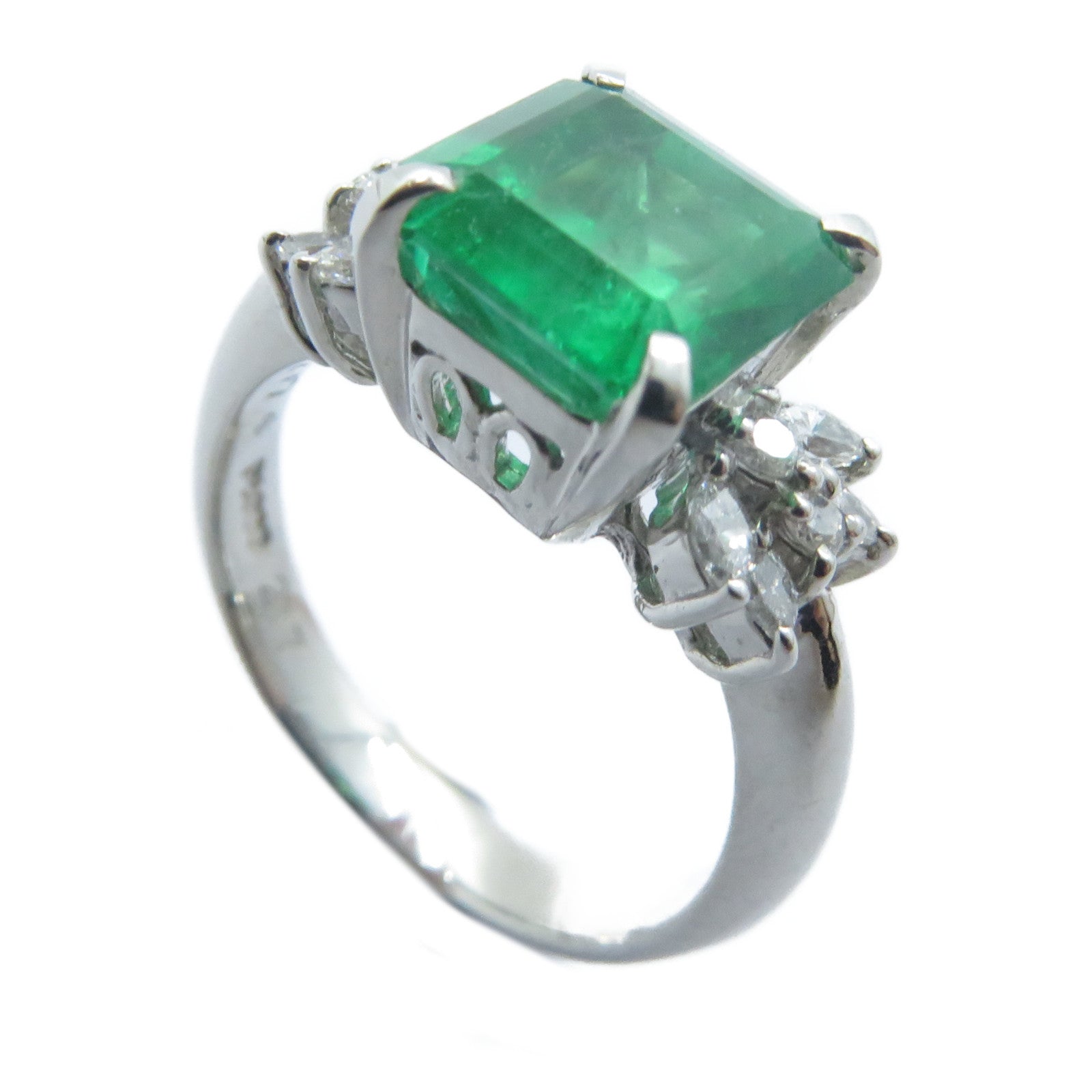 JEWELRY 【激減優惠】PT900鉑金Emerald Diamond Ring 2.17ct綠寶石/0.22ct鑽石戒指US#5.25