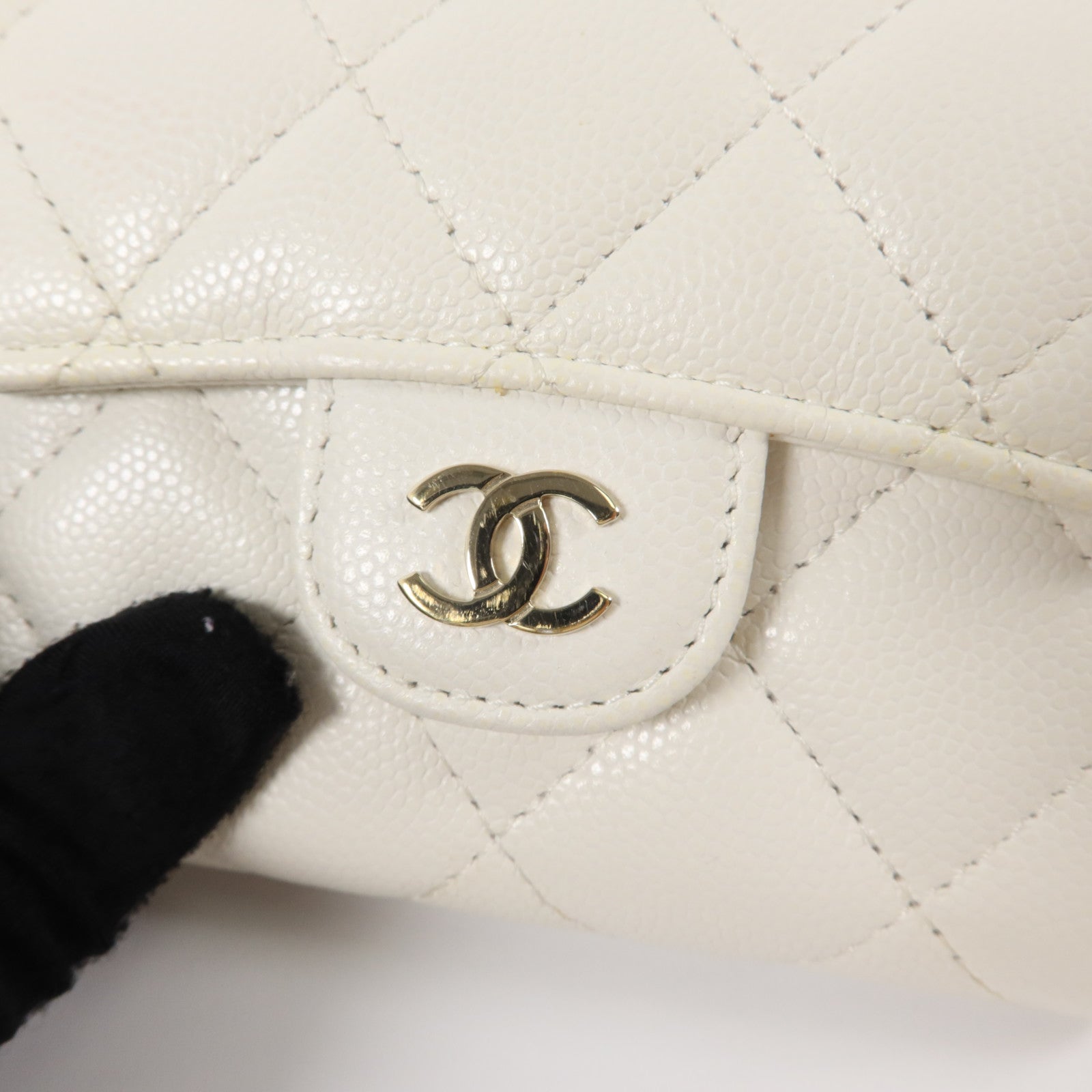 CHANEL 牛皮皮革Classic Short Wallet金扣錢包