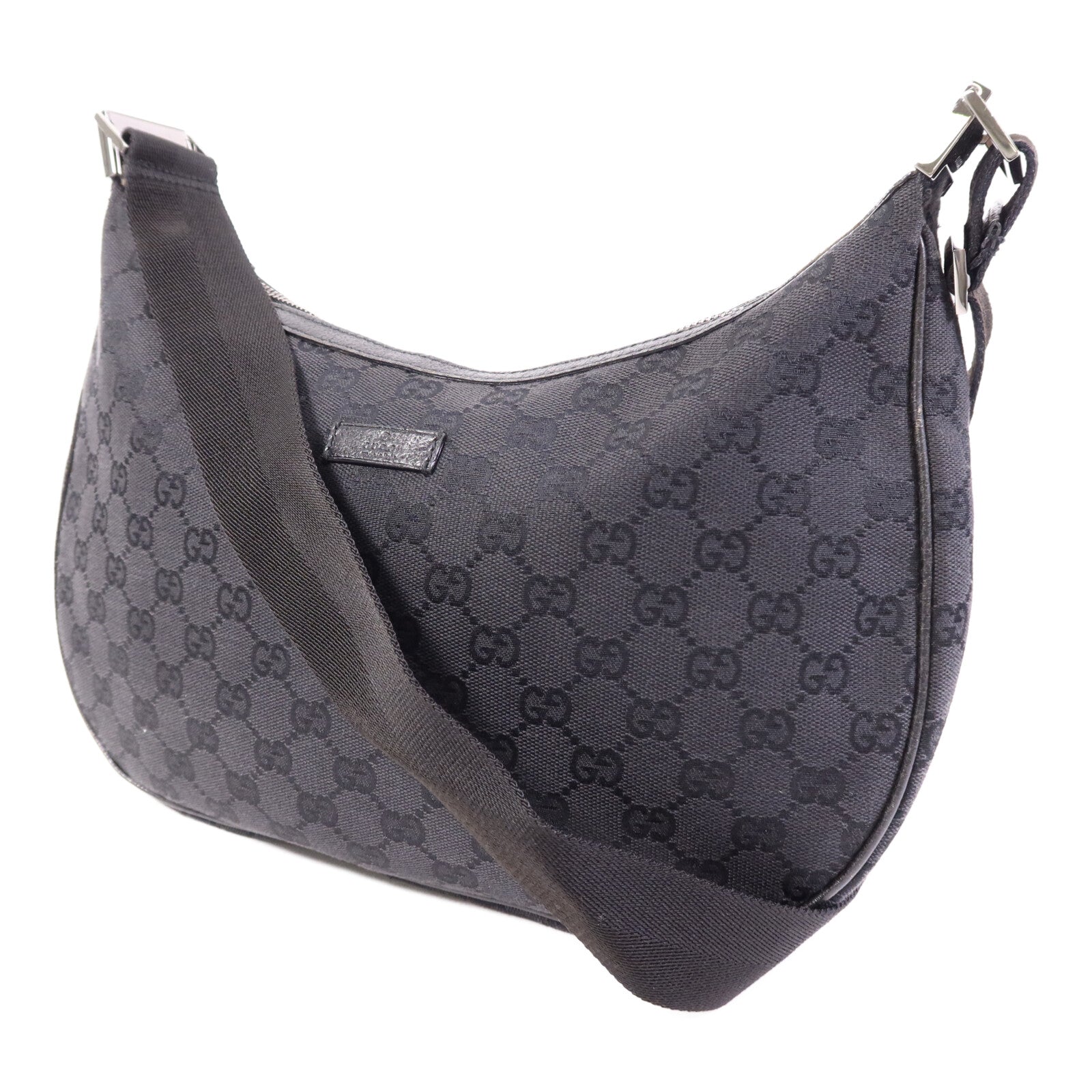 GUCCI 帆布Shoulder Bag銀扣肩背袋