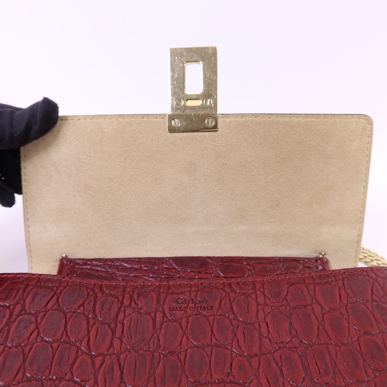 Chloe 牛皮皮革Shoulder Bag金扣鏈帶肩背袋