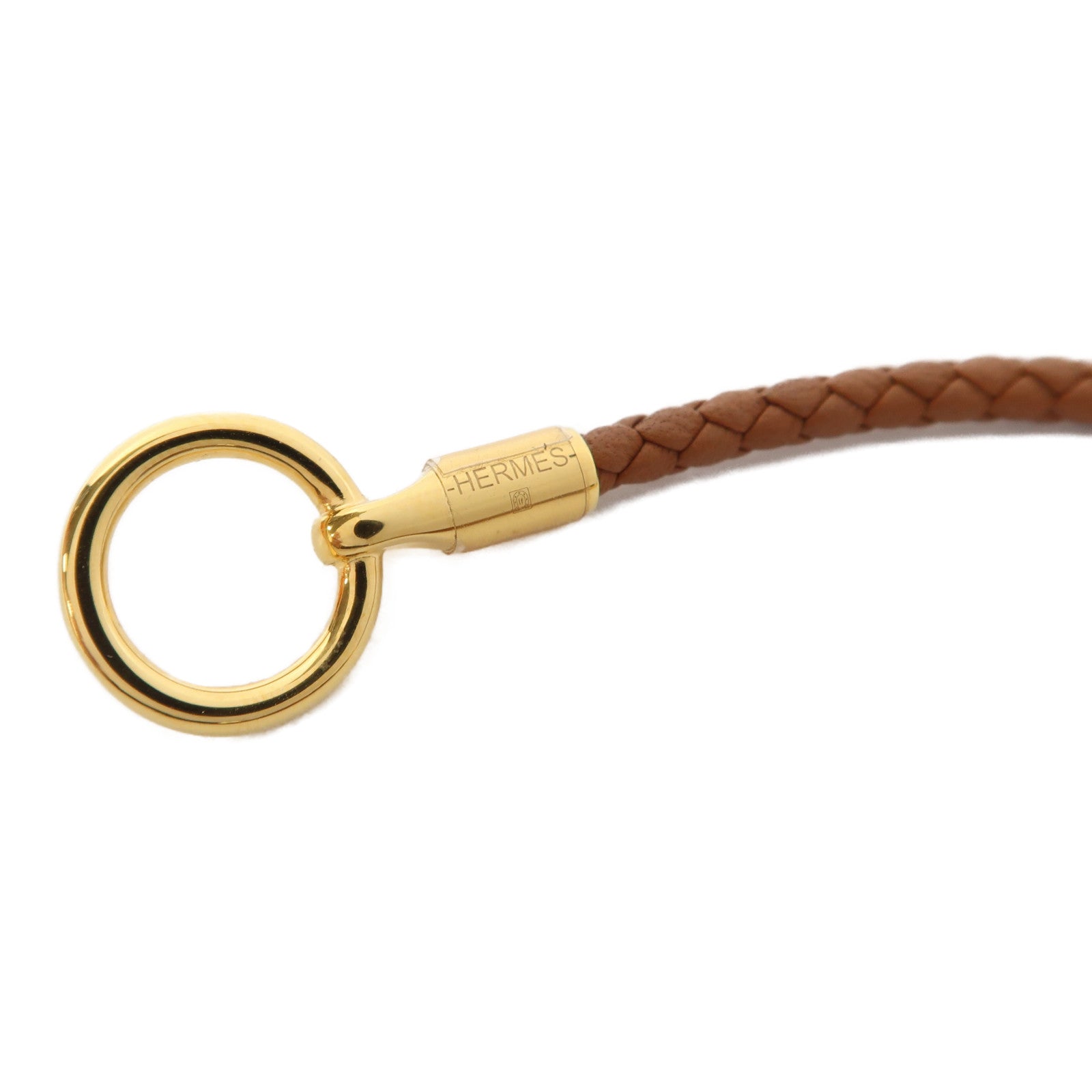 HERMES 牛皮皮革Glenan Double Tour Bracelet金扣手鏈啡色
