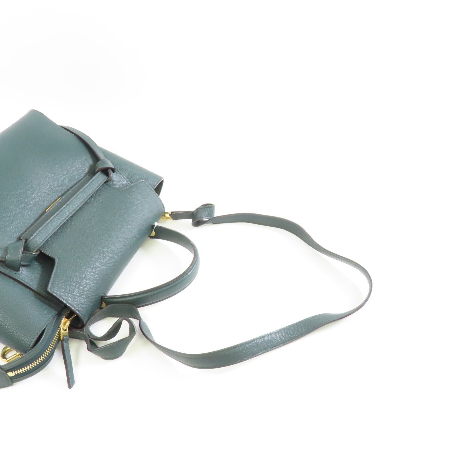 CELINE 牛皮皮革Belt Bag金扣手挽肩背兩用袋綠色