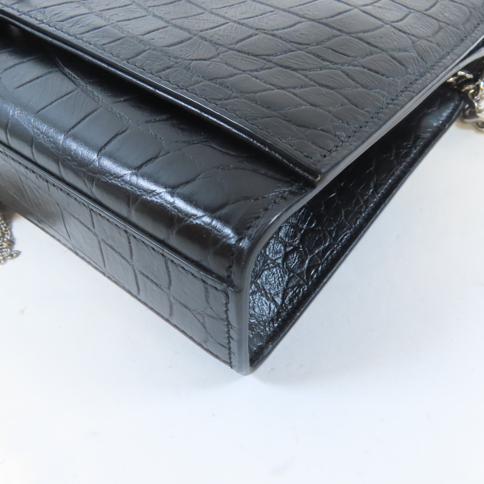 SAINT LAURENT 牛皮皮革Kate Tassel Bag銀扣鏈帶肩背袋黑色