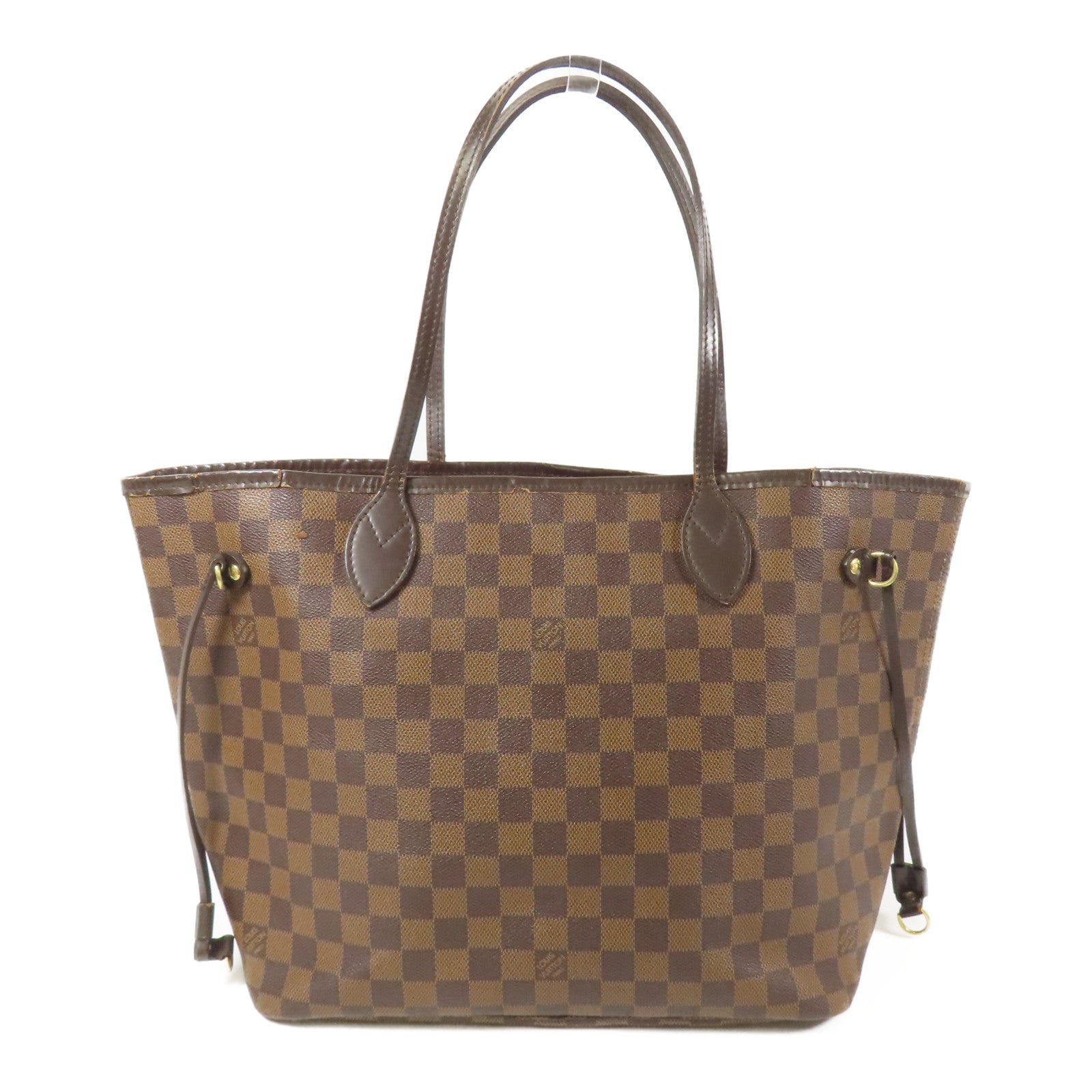 LOUIS VUITTON Damier Neverfull MM金扣肩背袋/手挽袋