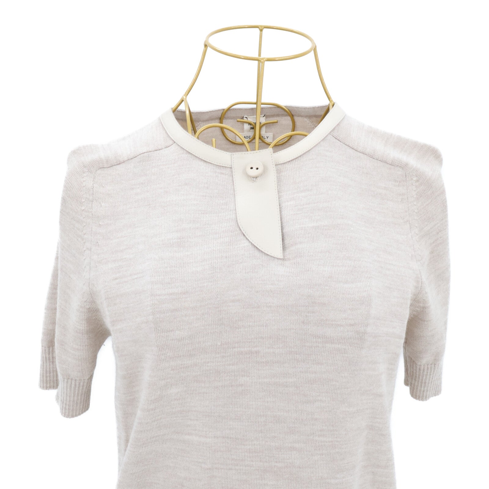 HERMES Knit/Leather Shirt針織