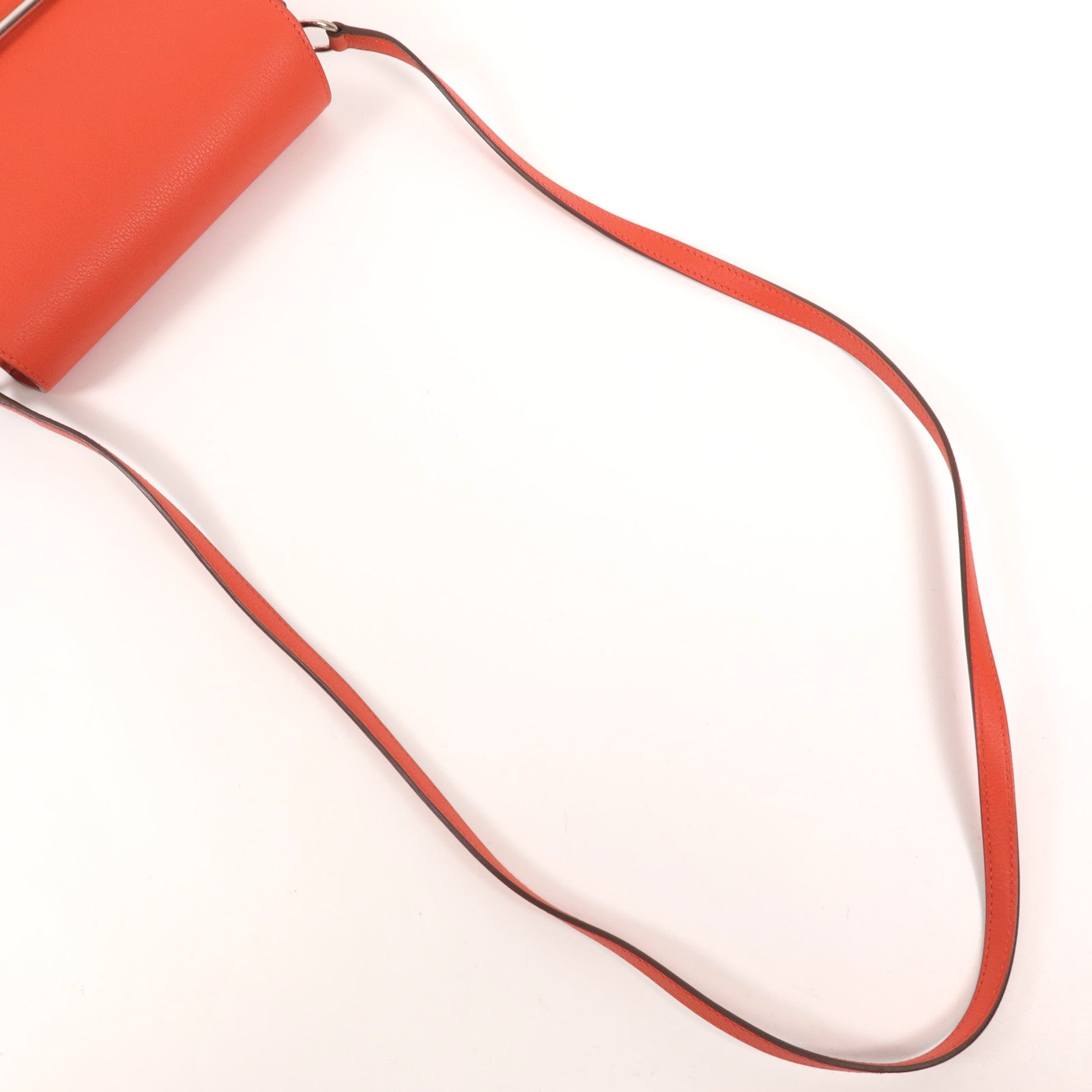 HERMES Evercolor皮革Mini Roulis銀扣肩背袋Rouge Tomate