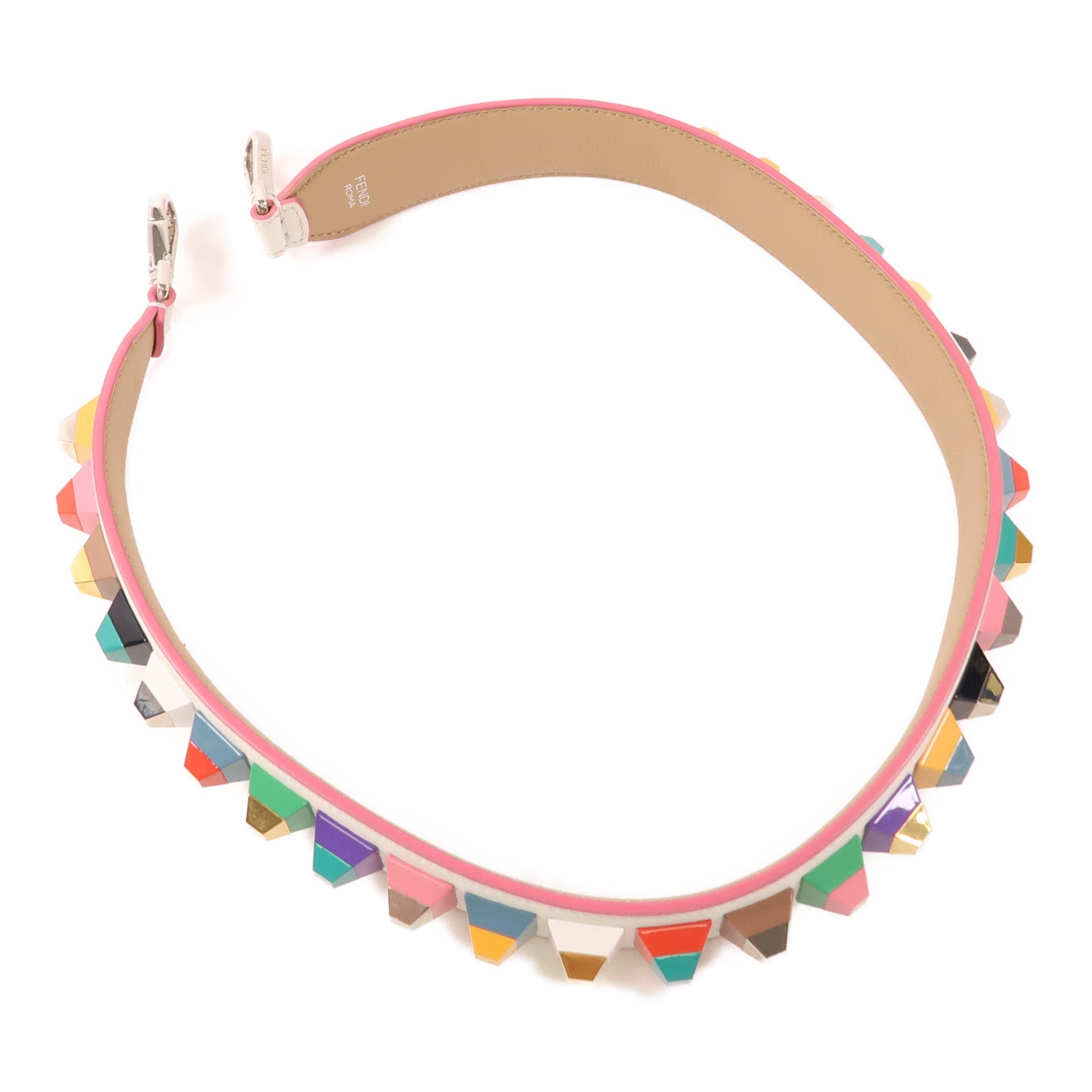 FENDI SHW Shoulder Strap Calfskin Leather PVC White Multicolor