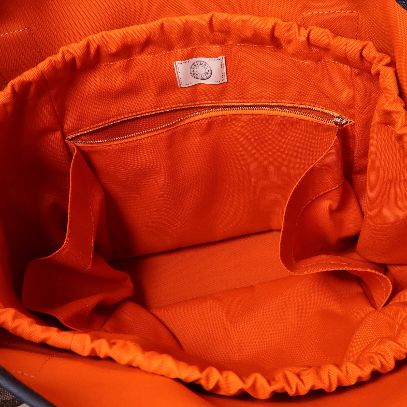 HERMES 帆布Grooming Bag銀扣手挽肩背兩用袋藍色