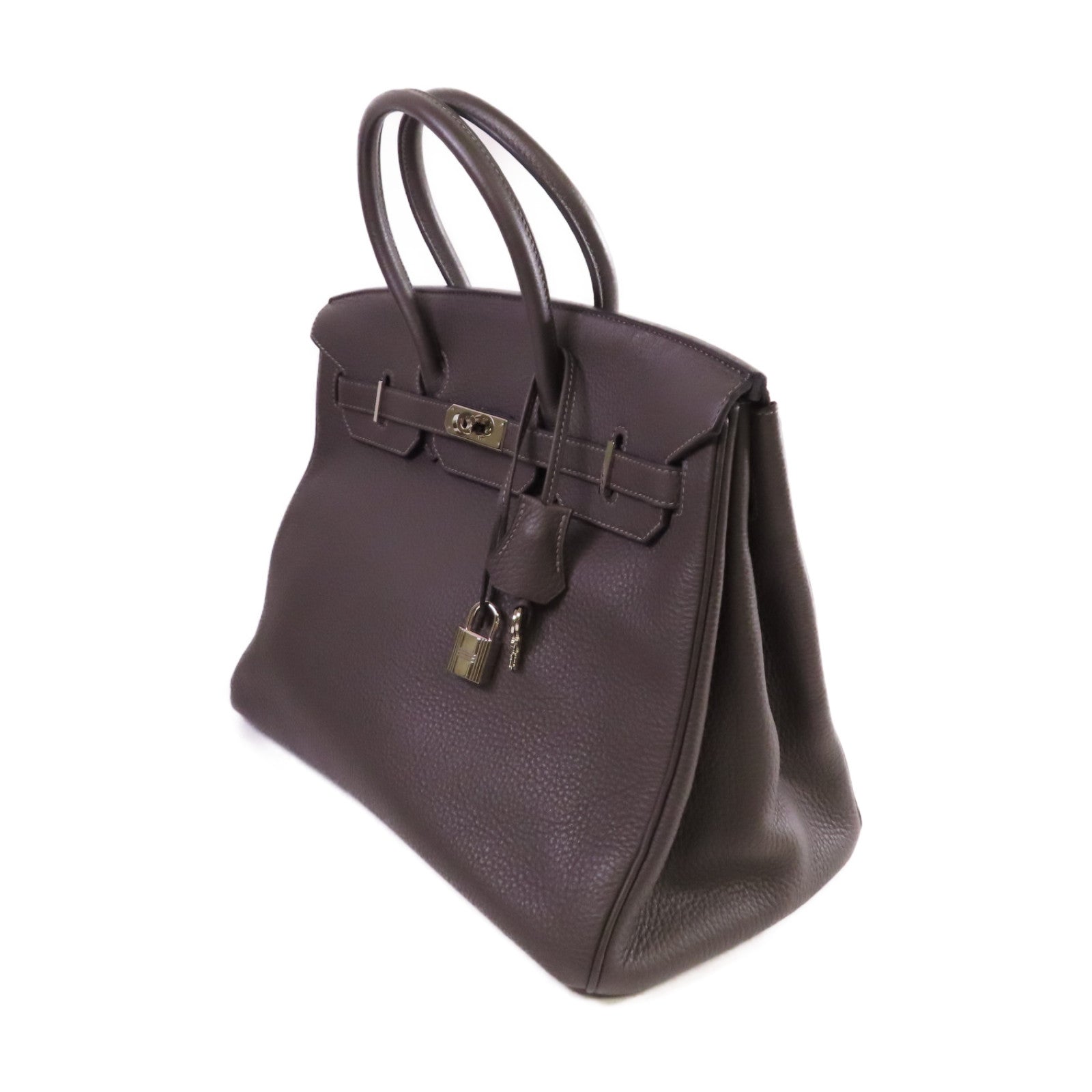 HERMES Clemence皮革Birkin 35 Hand Bag銀扣手挽袋Graphite石墨灰色