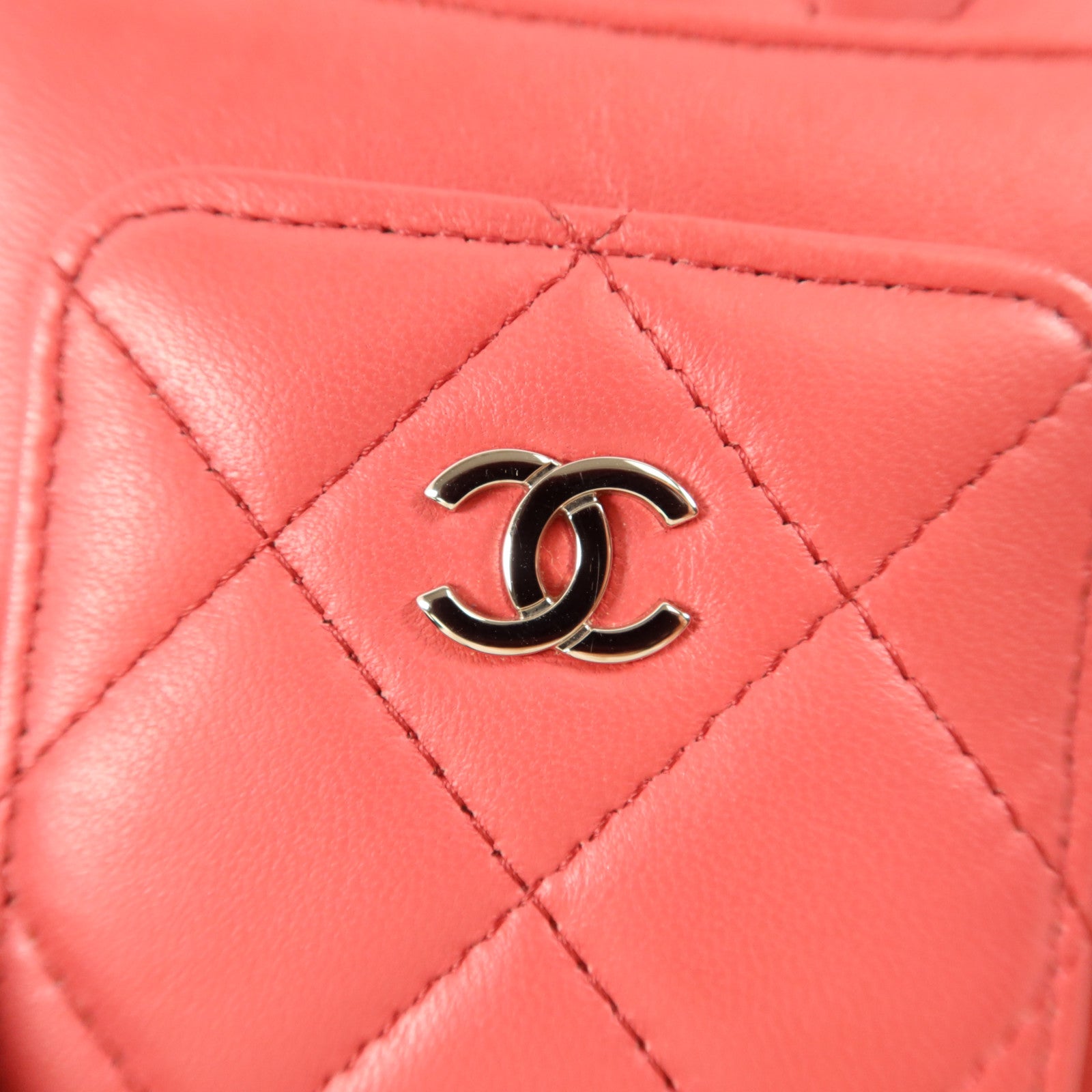 CHANEL 羊皮皮革Phone Holder Chain Shoulder銀扣鏈帶肩背袋