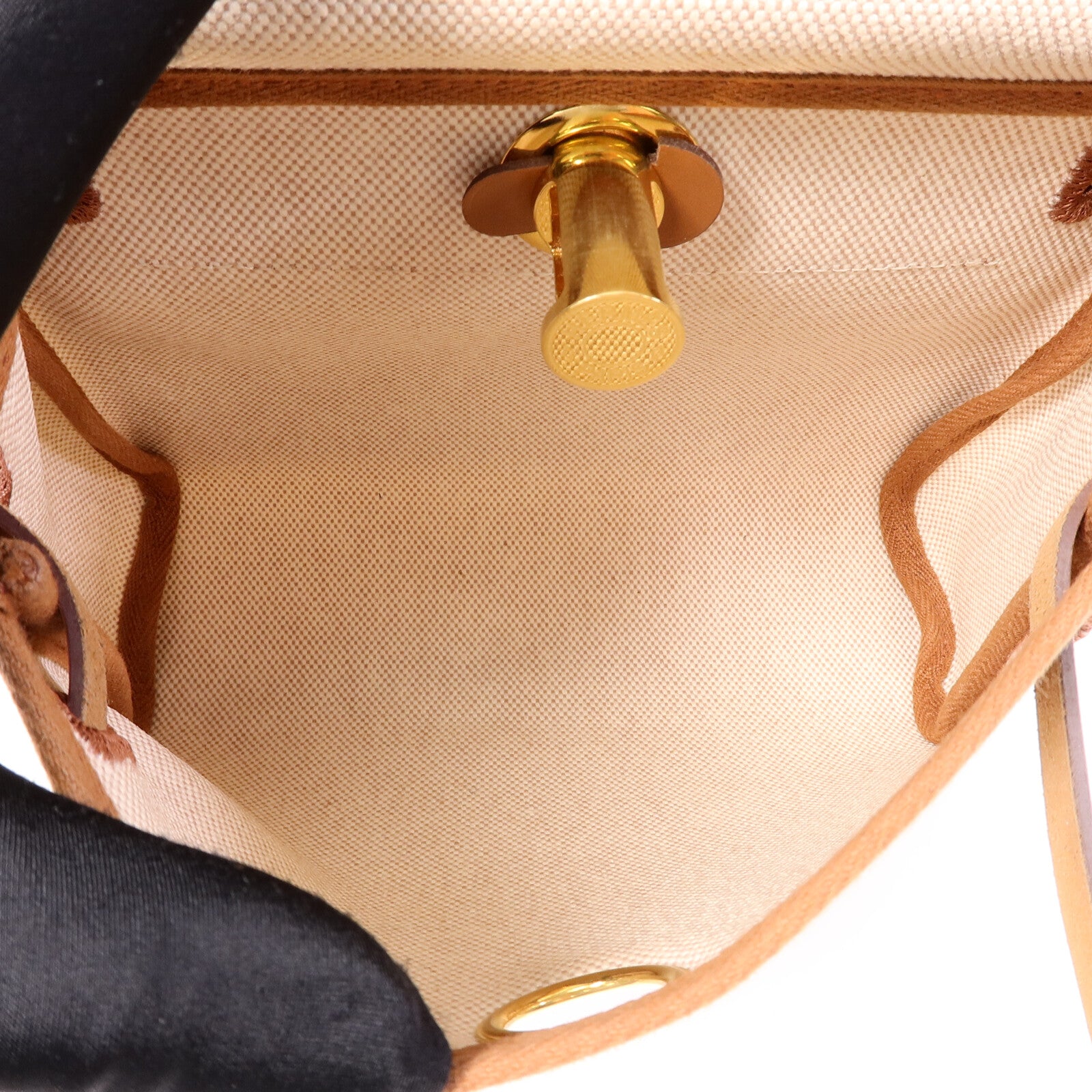 HERMES 帆布Mini Herbag肩背袋Gold
