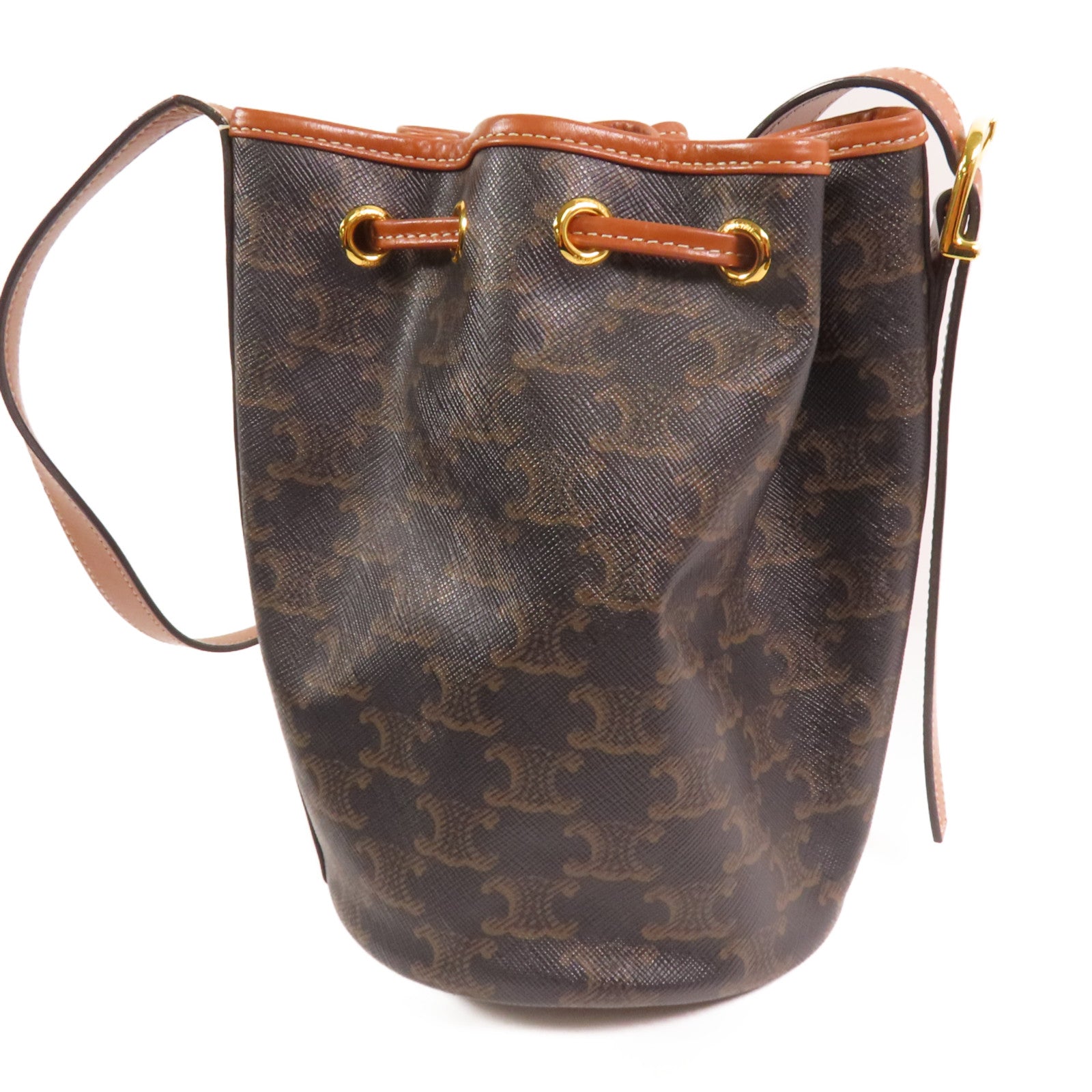 CELINE Triomphe帆布Bucket Bag金扣肩背袋