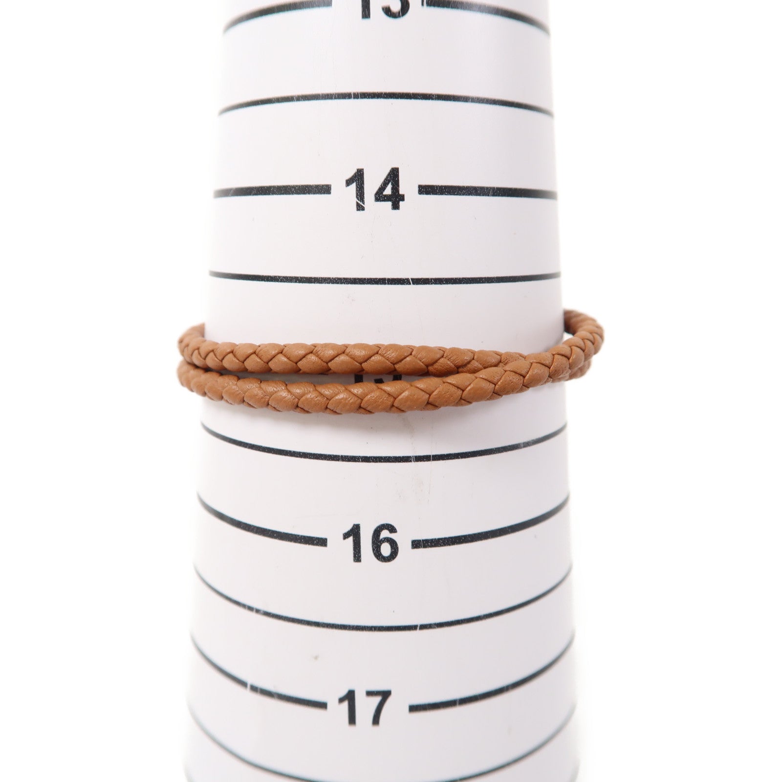 HERMES 牛皮皮革Glenan Double Tour Bracelet金扣手鏈啡色