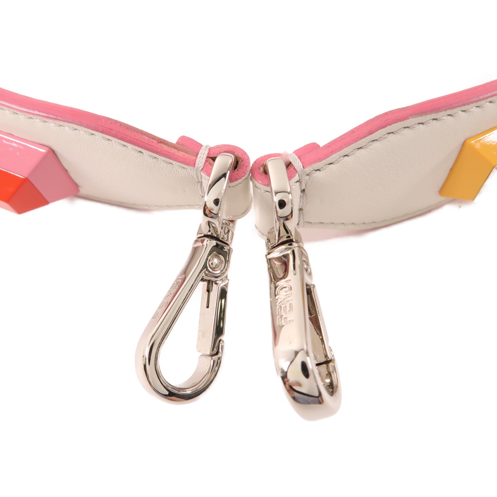 FENDI SHW Shoulder Strap Calfskin Leather PVC White Multicolor