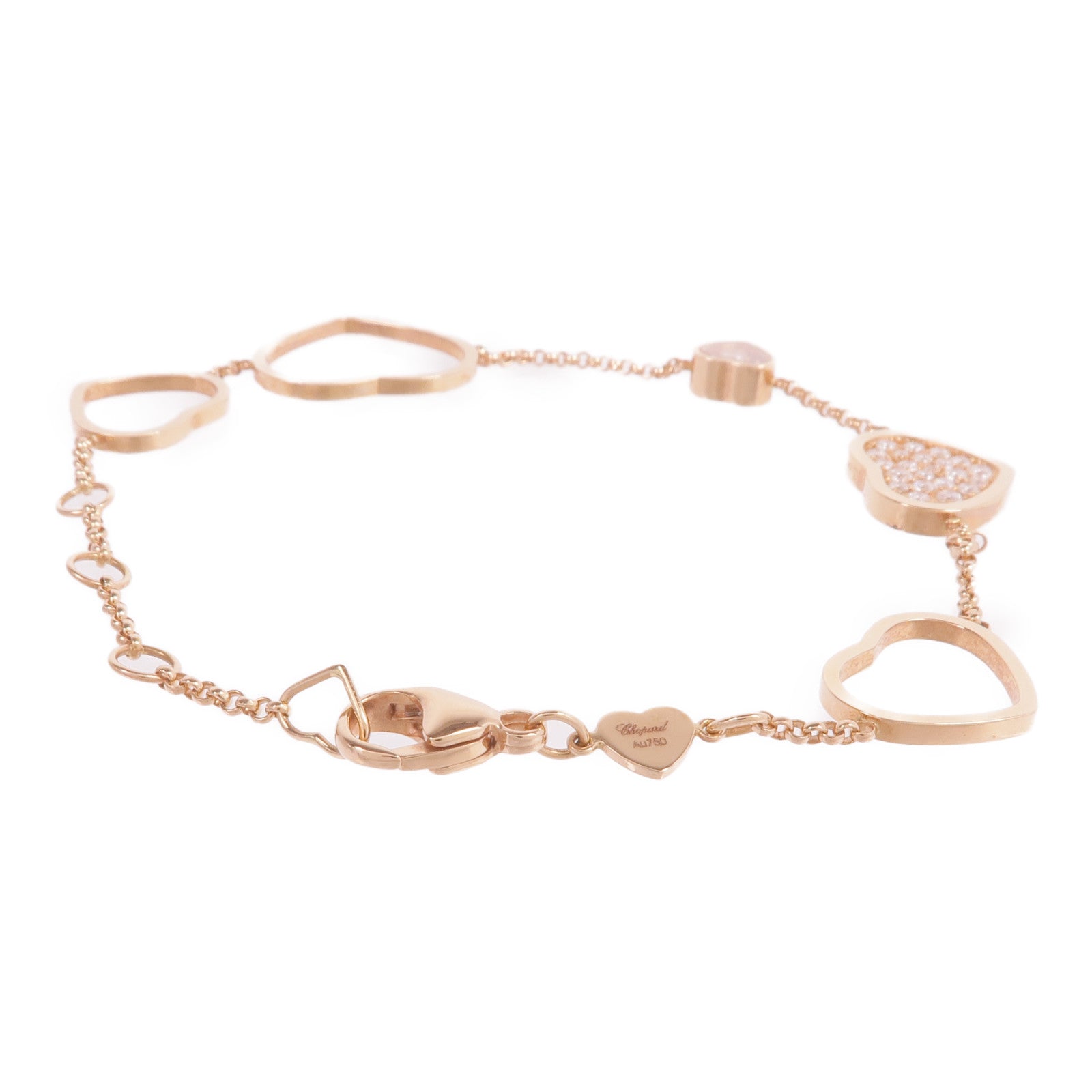 Chopard 18K玫瑰金Happy Hearts Diamond Bracelet鑽石手鏈