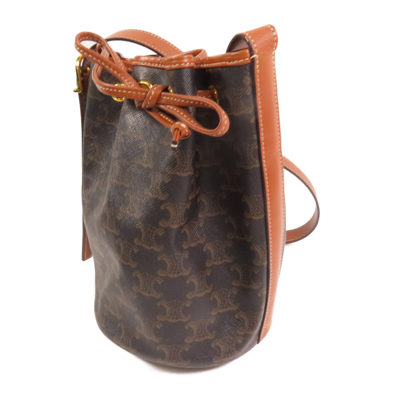 CELINE Triomphe帆布Bucket Bag金扣肩背袋
