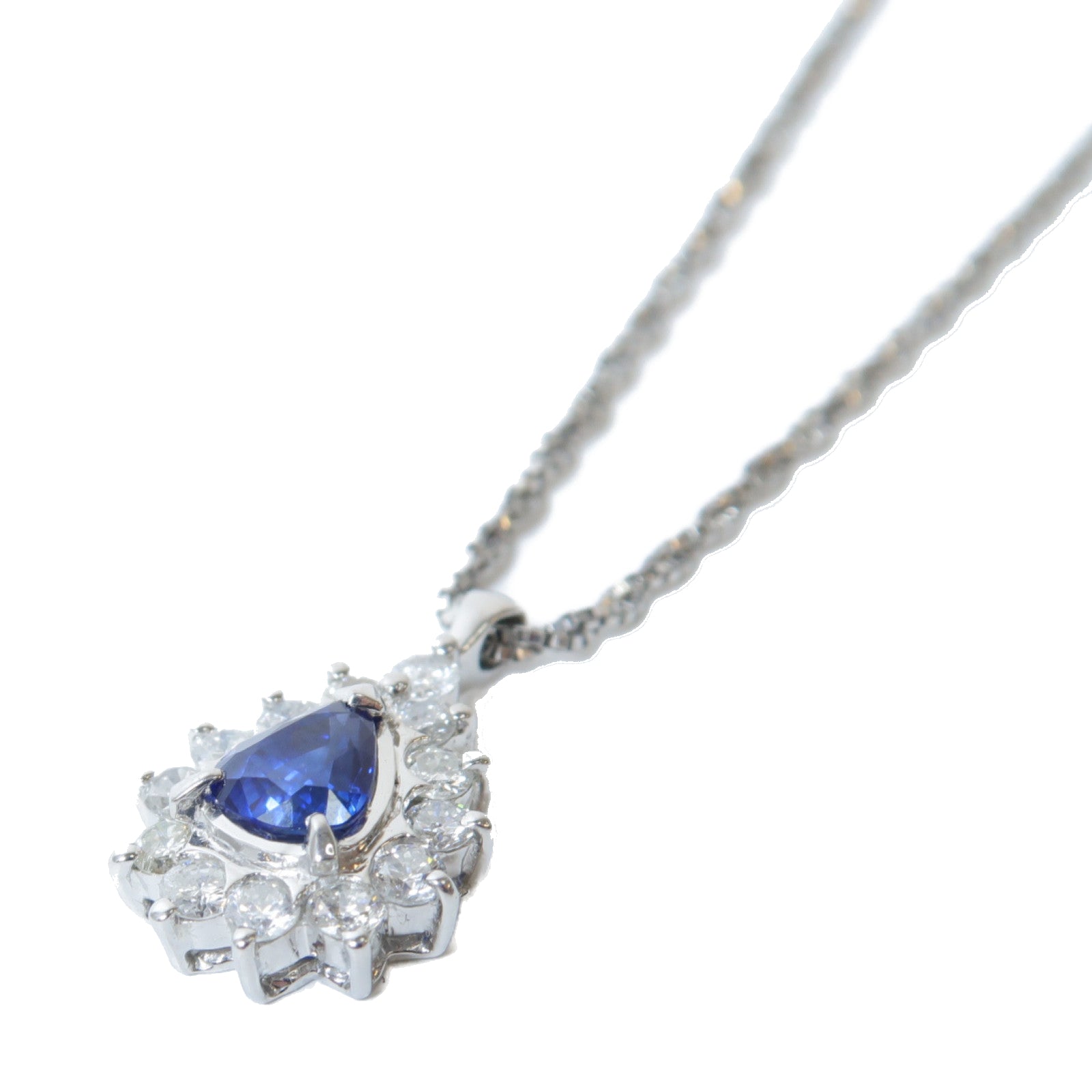 JEWELRY 【激減優惠】PT900鉑金Sapphire Diamond Necklace 1.22ct藍寶石/0.78ct鑽石項鍊銀色