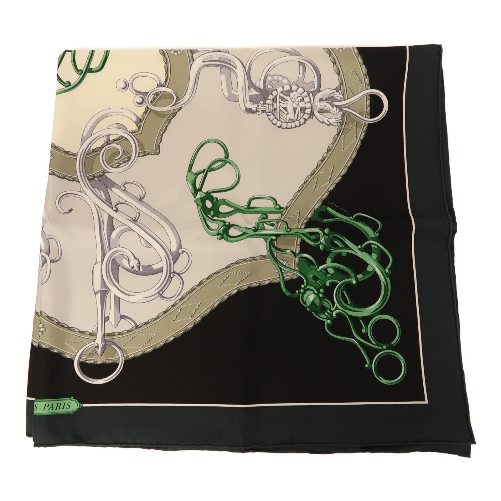 HERMES 絲質Scarf圍巾黑色