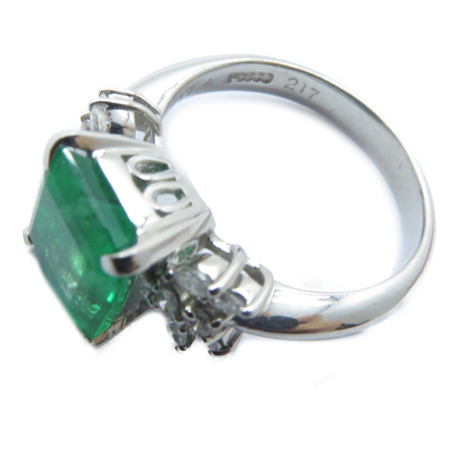 JEWELRY 【激減優惠】PT900鉑金Emerald Diamond Ring 2.17ct綠寶石/0.22ct鑽石戒指US#5.25
