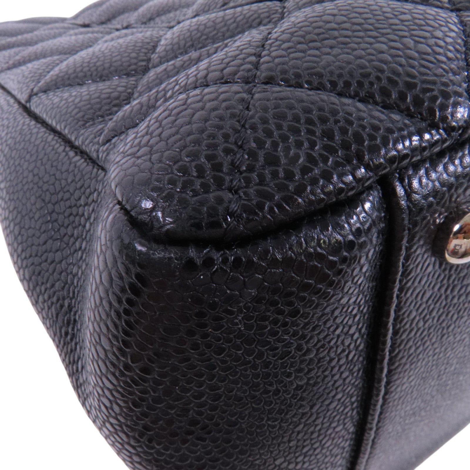 CHANEL 牛皮皮革GST銀扣鏈帶肩背袋