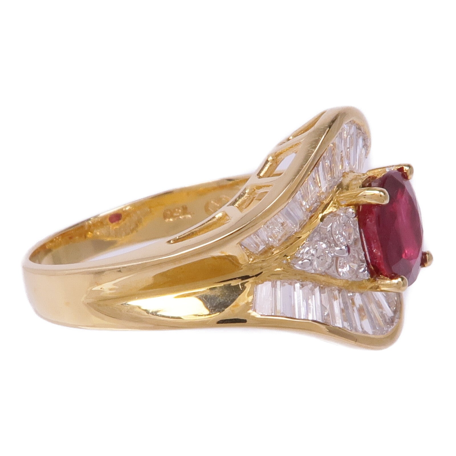 JEWELRY 18K黄金Ruby Diamond Ring紅寶石/鑽石戒指US#6.75