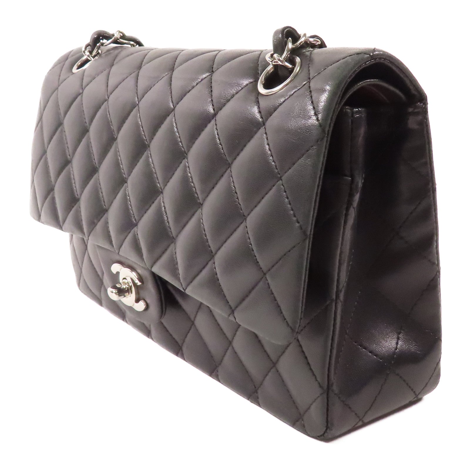 CHANEL CC SHW Classic 25 Chain Shoulder Bag Lambskin Leather A01112 Black