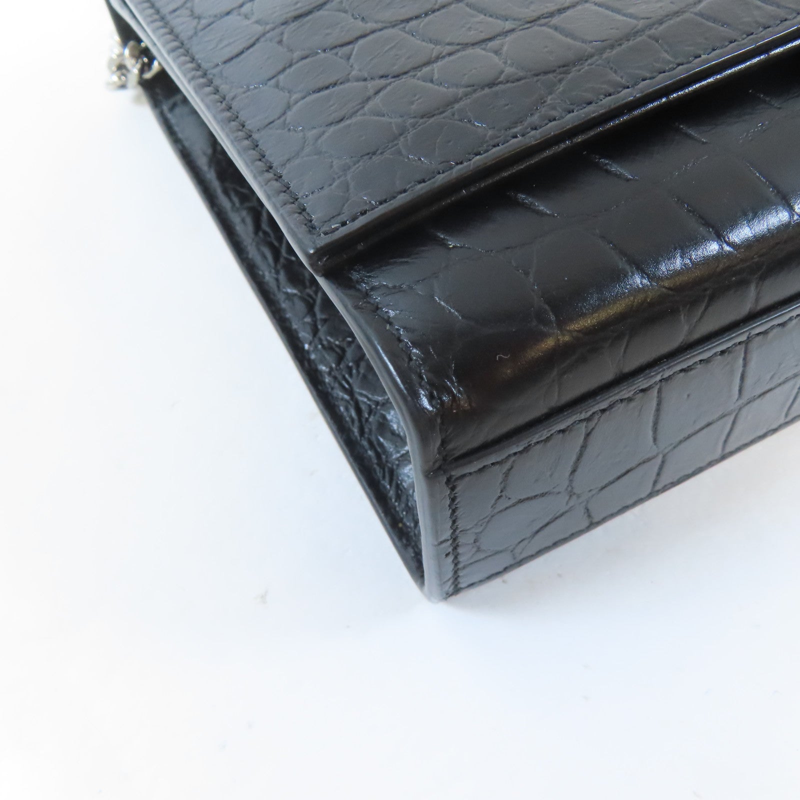 SAINT LAURENT 牛皮皮革Kate Tassel Bag銀扣鏈帶肩背袋黑色