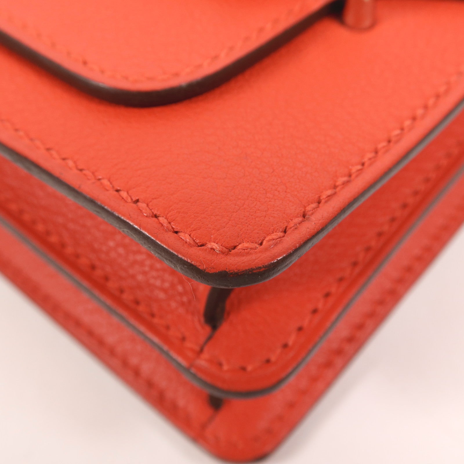 HERMES Evercolor皮革Mini Roulis銀扣肩背袋Rouge Tomate