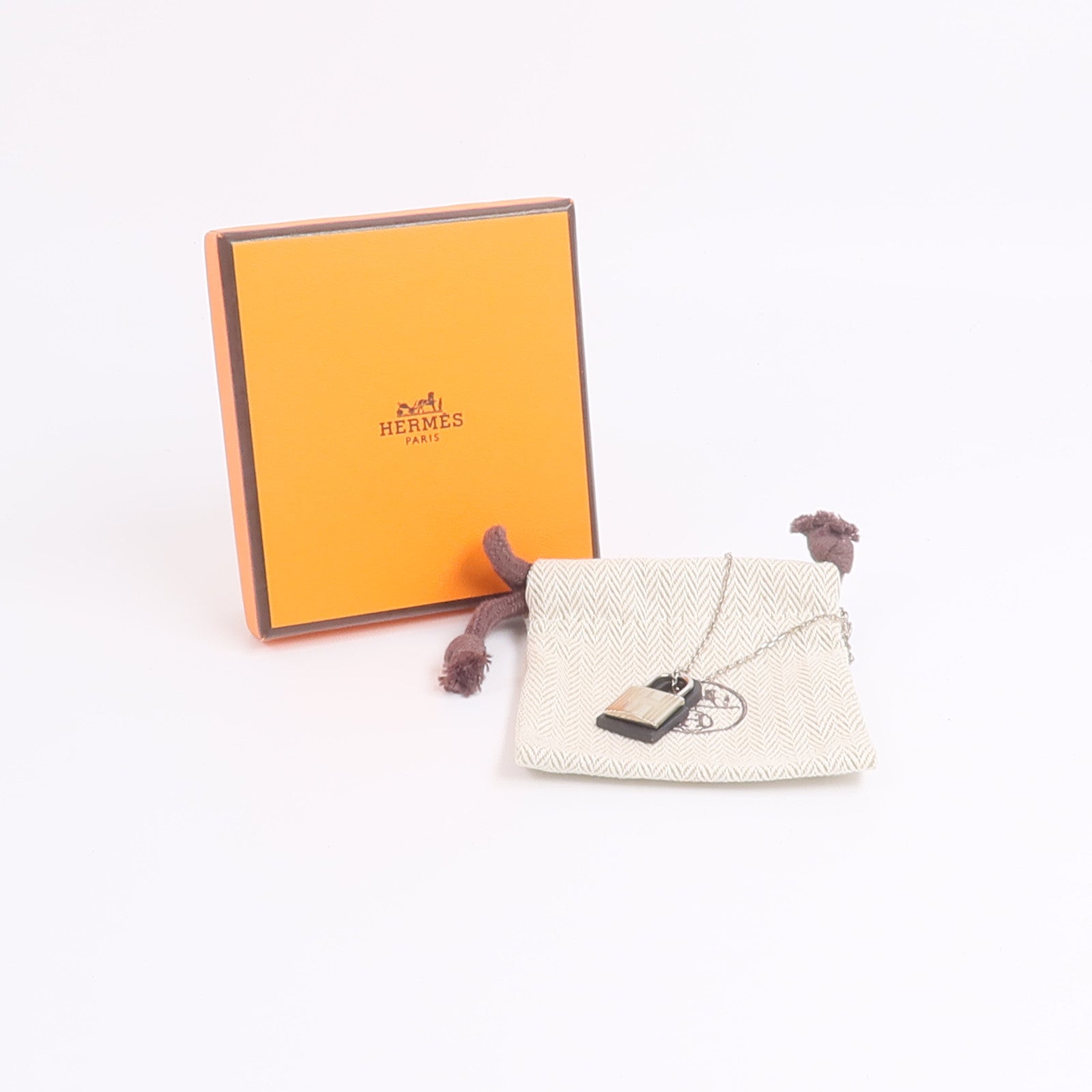 HERMES 金屬/Swift皮革O'Kelly Necklace項鍊Noir