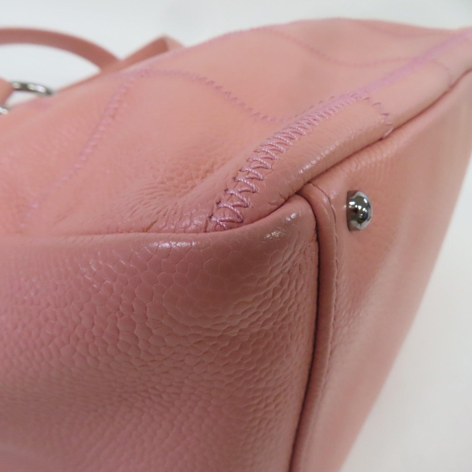 CHANEL 【激減優惠】牛皮皮革Vintage Shoulder Bag銀扣肩背袋粉紅色