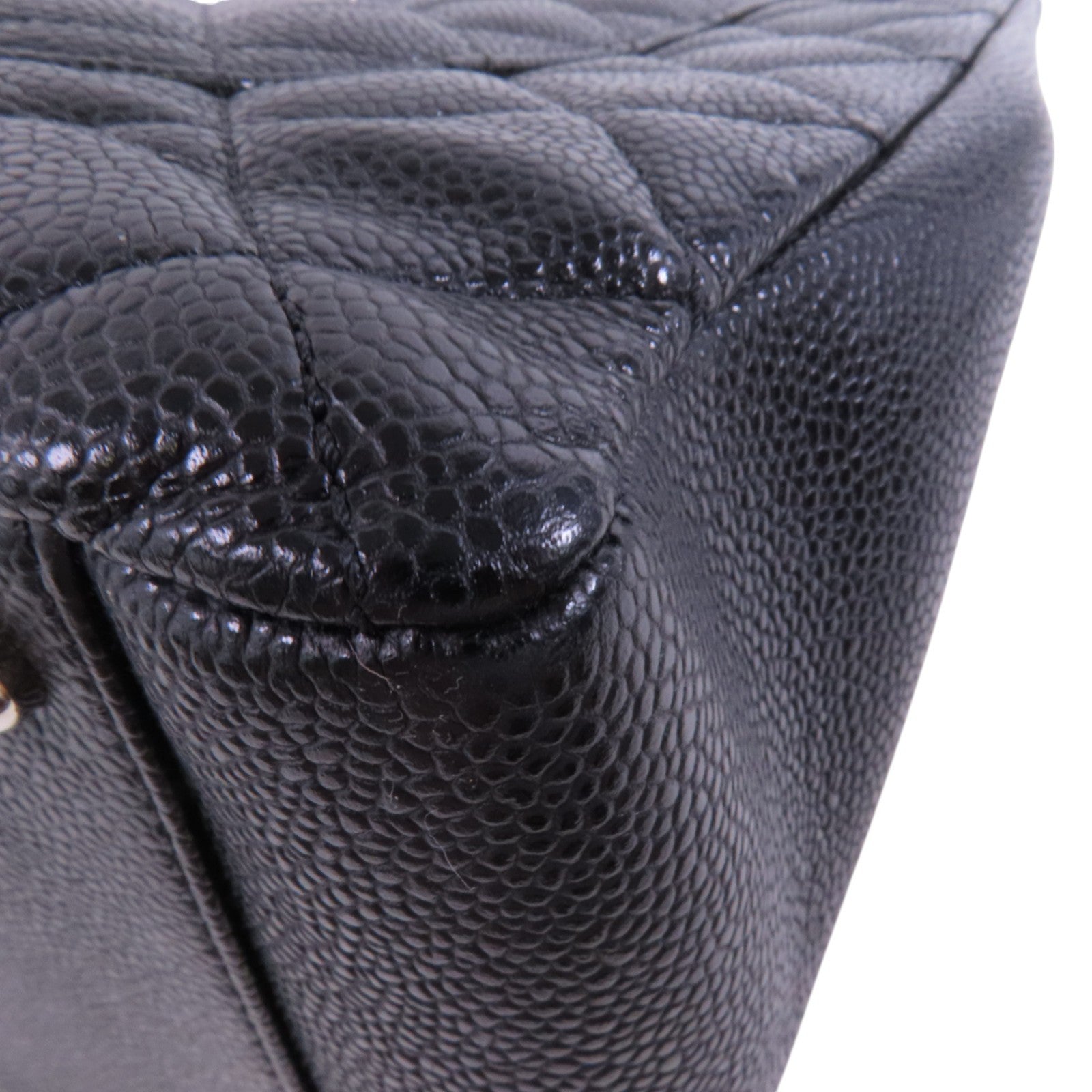 CHANEL 牛皮皮革GST銀扣鏈帶肩背袋