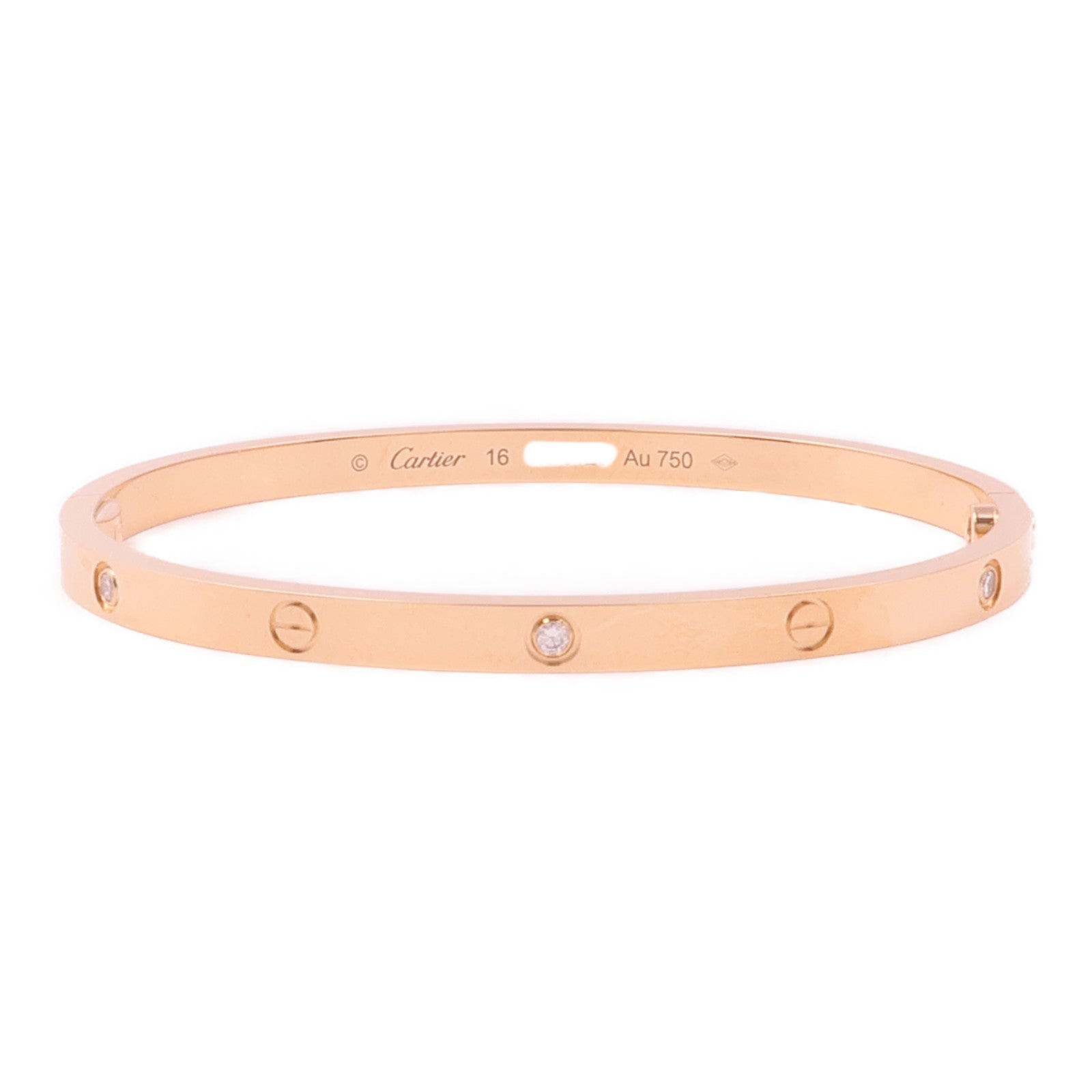 CARTIER 18K玫瑰金Love Bracelet Small Model 6 Diamonds鑽石手鐲Cartier#16