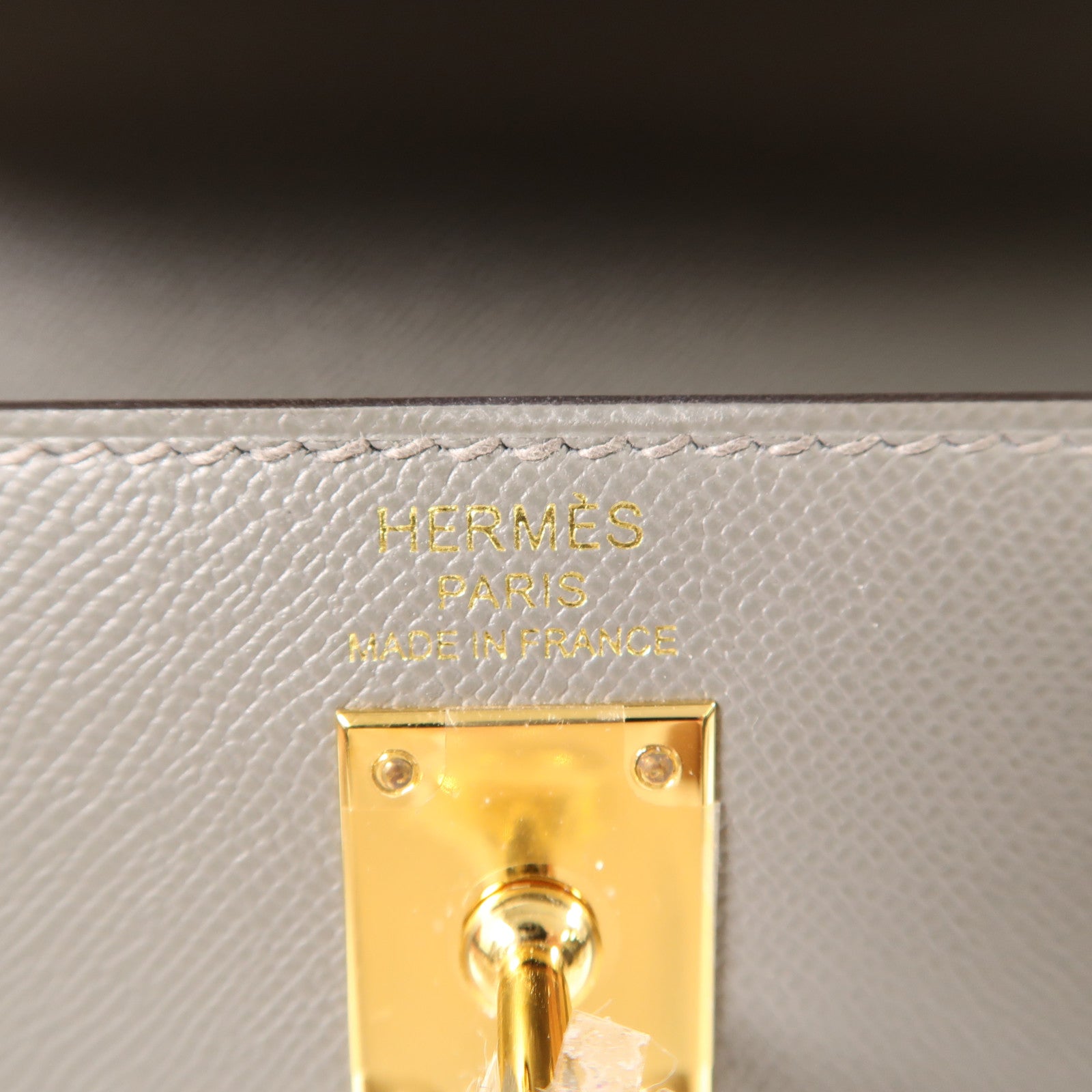 HERMES Madame皮革Kelly 25金扣手挽肩背兩用袋灰色
