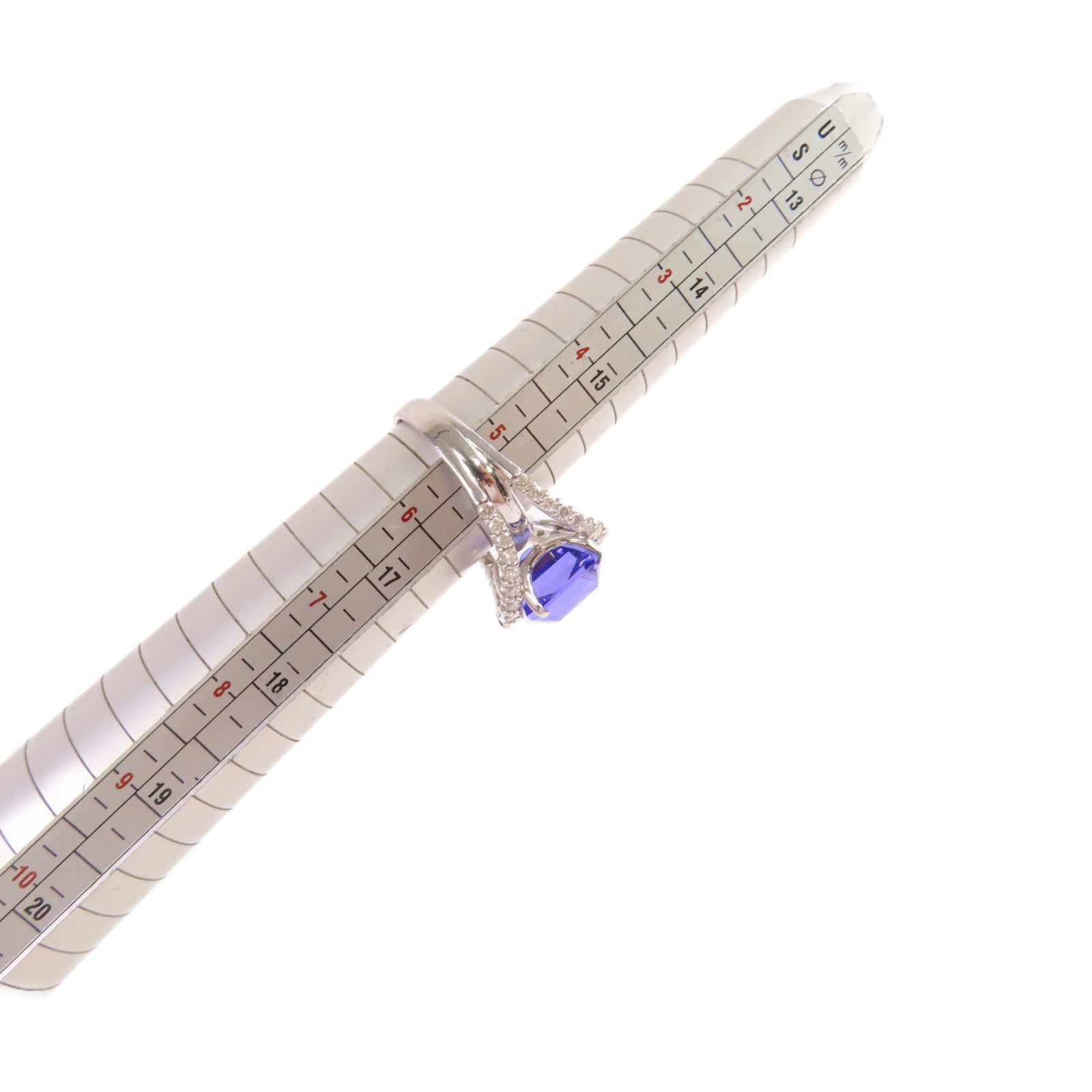 JEWELRY PT900鉑金/6.11ct坦桑石/0.67ct鑚石Tanzanite Diamond Ring戒指US#5.5