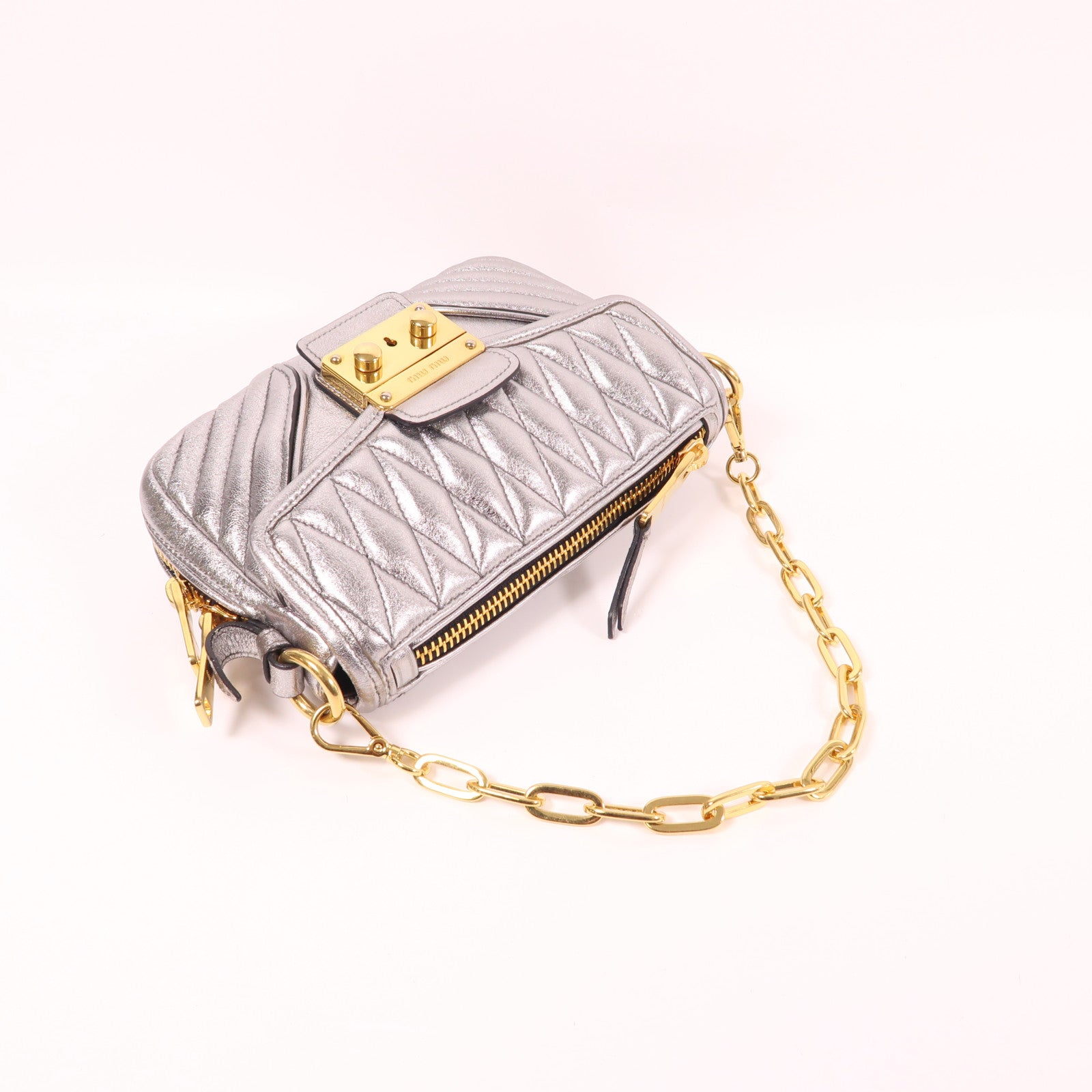 Miu Miu 牛皮皮革Shoulder Bag金扣手挽肩背兩用袋