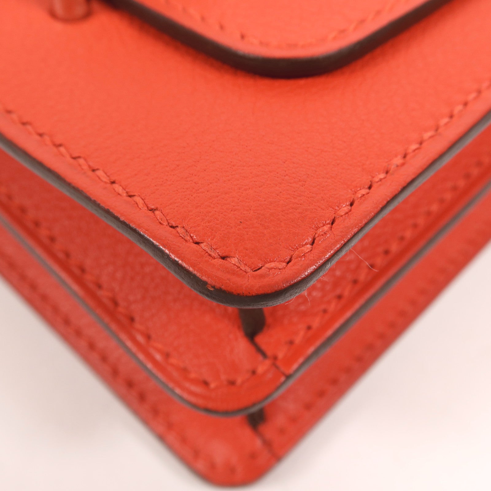 HERMES Evercolor皮革Mini Roulis銀扣肩背袋Rouge Tomate