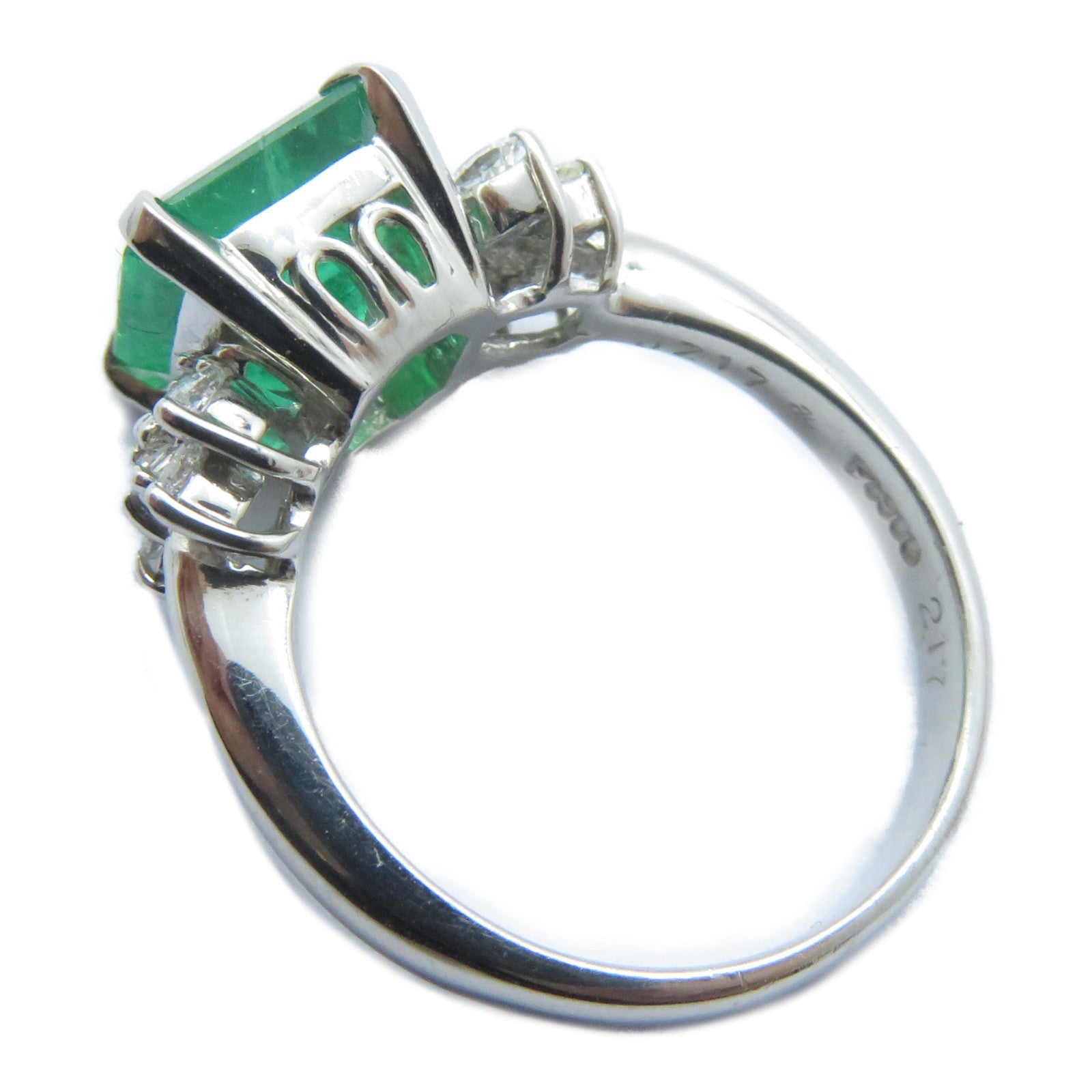 JEWELRY 【激減優惠】PT900鉑金Emerald Diamond Ring 2.17ct綠寶石/0.22ct鑽石戒指US#5.25