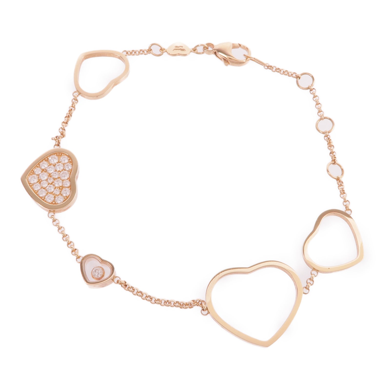Chopard 18K玫瑰金Happy Hearts Diamond Bracelet鑽石手鏈