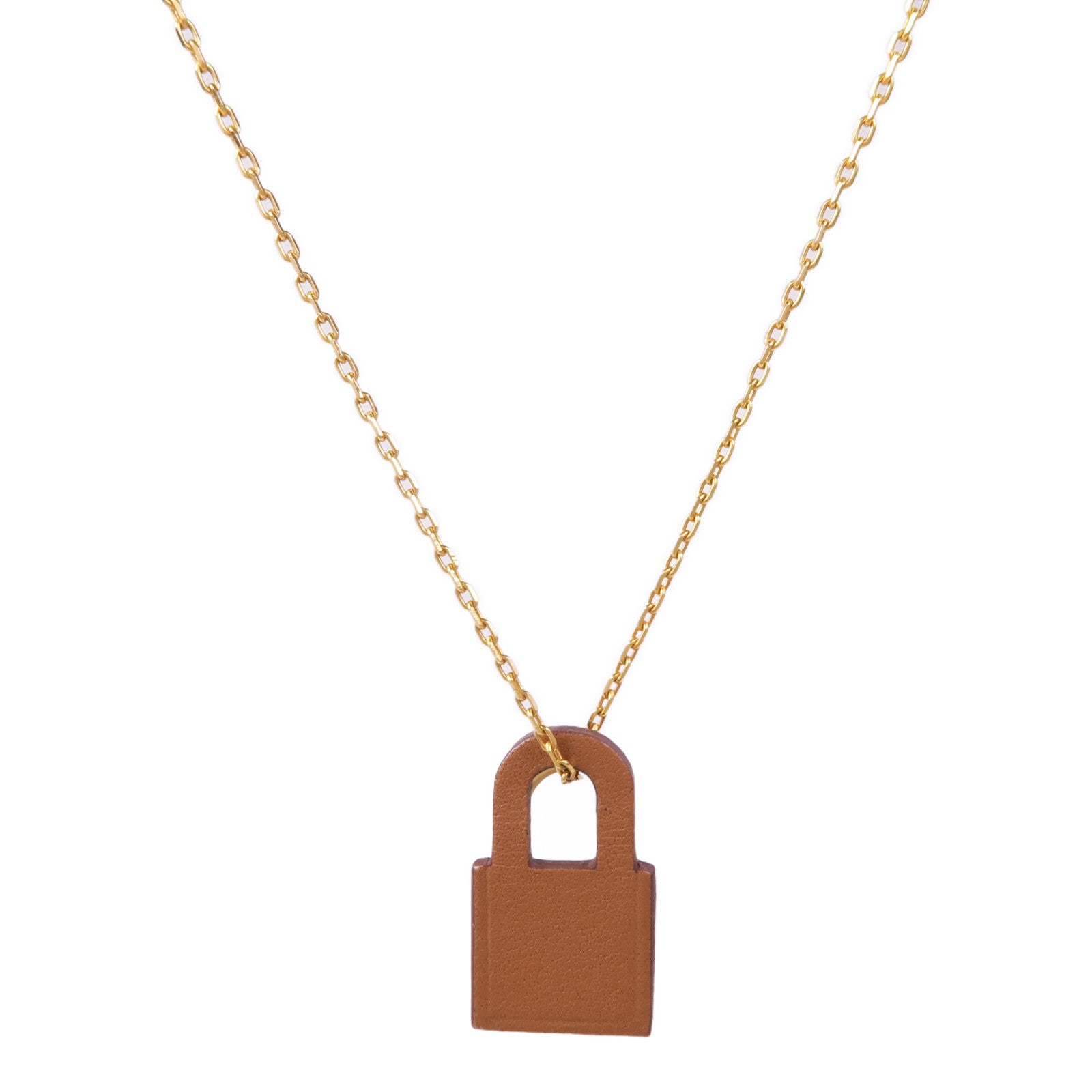 HERMES Swift皮革O'Kelly金扣項鍊Gold