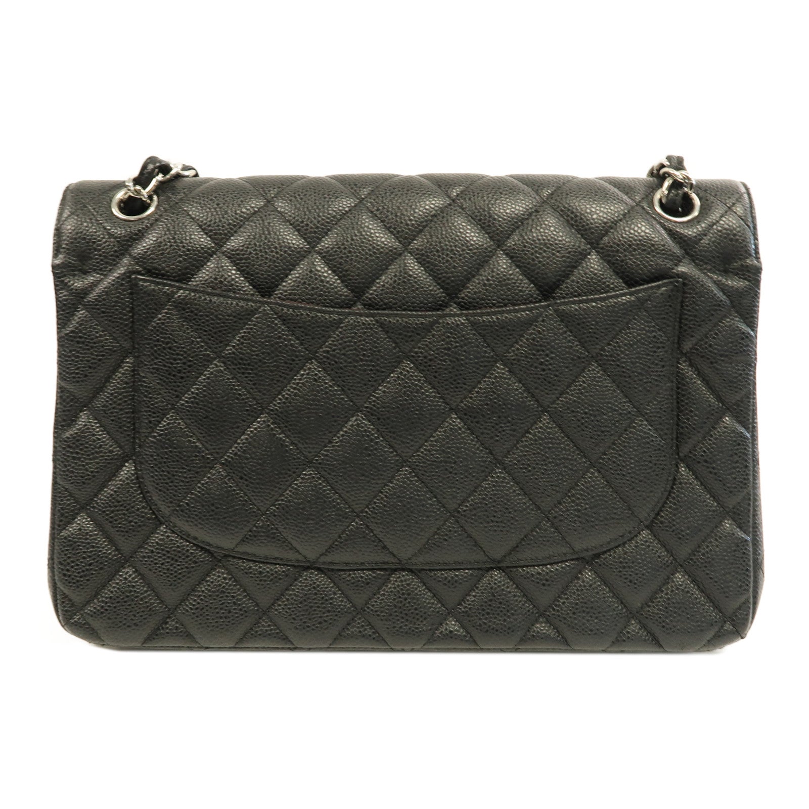 CHANEL Quilted CC SHW Classic Jumbo Chain Shoulder Bag A58600 Calfskin Black