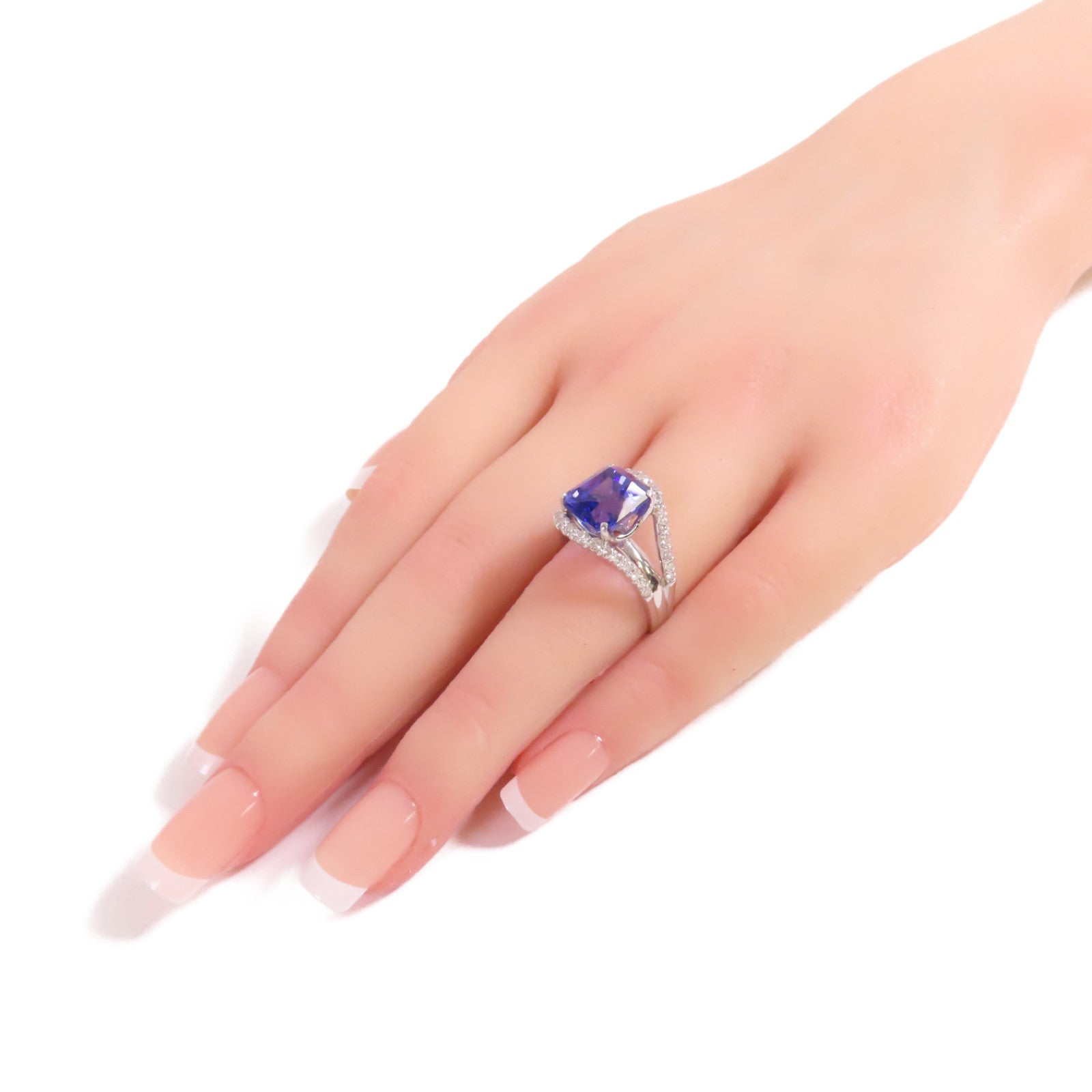 JEWELRY PT900鉑金/6.11ct坦桑石/0.67ct鑚石Tanzanite Diamond Ring戒指US#5.5