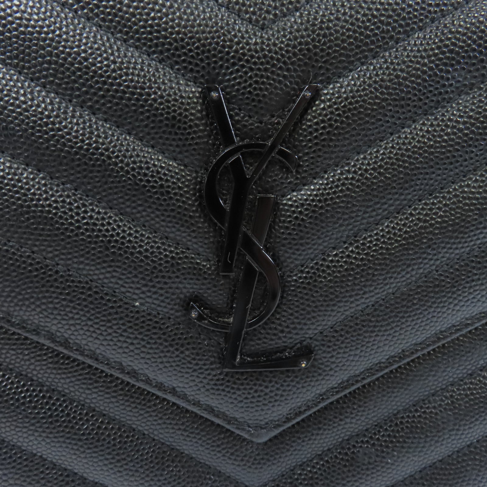 SAINT LAURENT 牛皮皮革Chain Shoulder黑扣肩背袋黑色