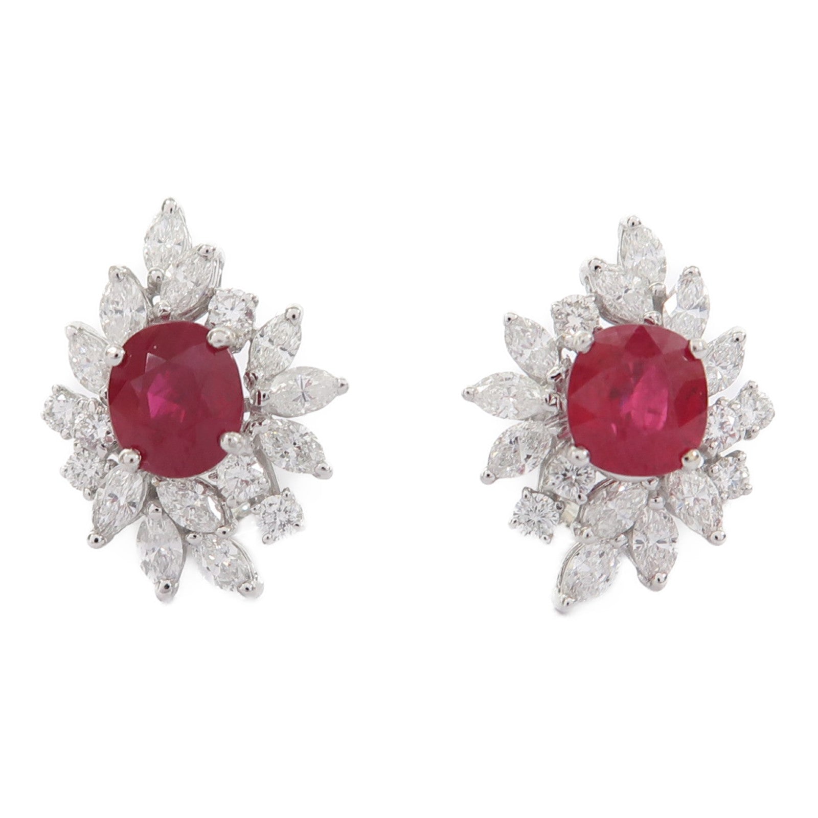 JEWELRY 18K白金Ruby Earrings1.52ct/1.61ct紅寶石/鑽石耳環